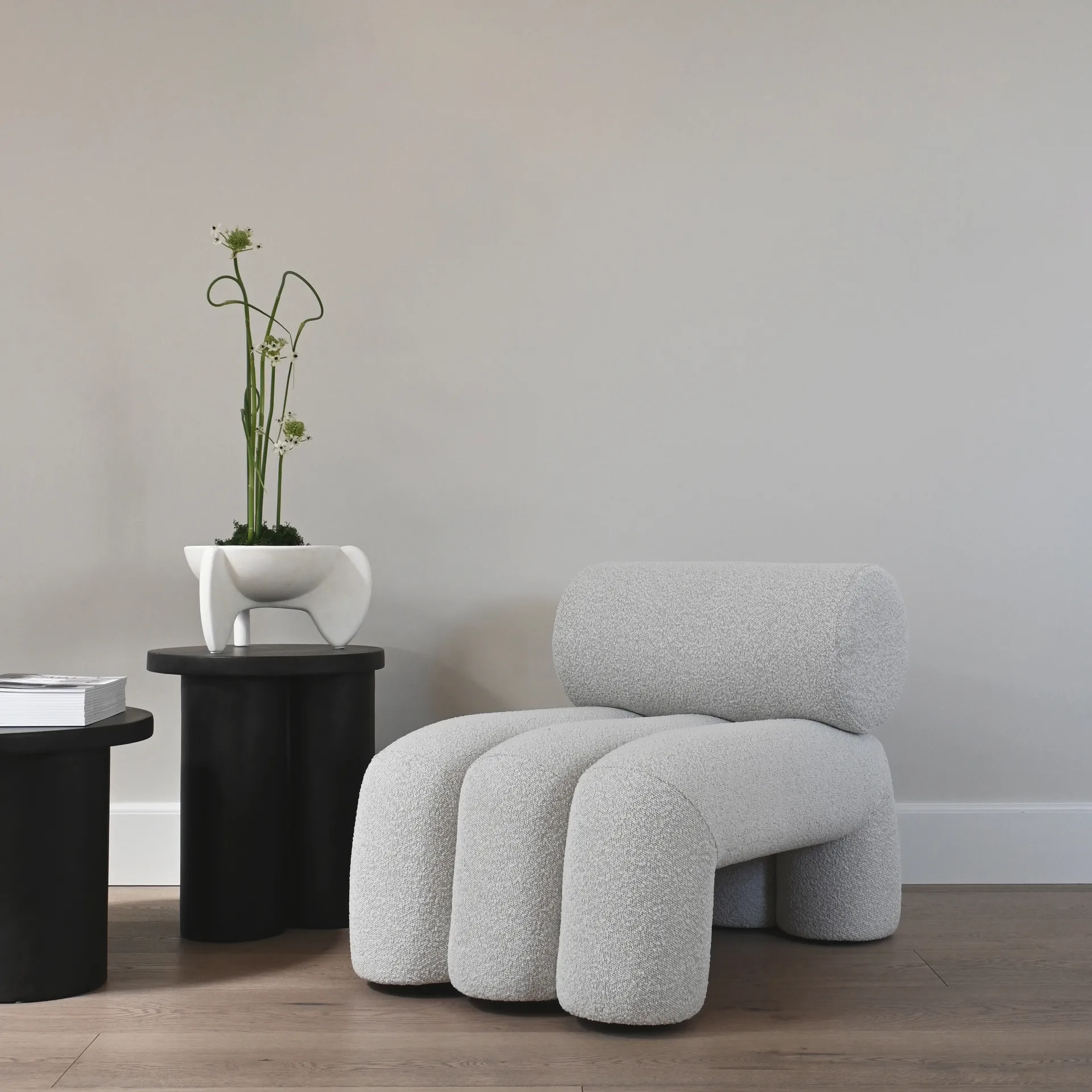 Foku Chair loungefåtölj, Bouclé 101 Copenhagen