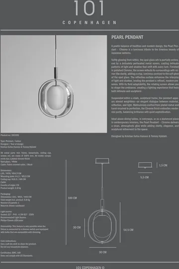 Pearl pendel - Chrome - 101 Copenhagen