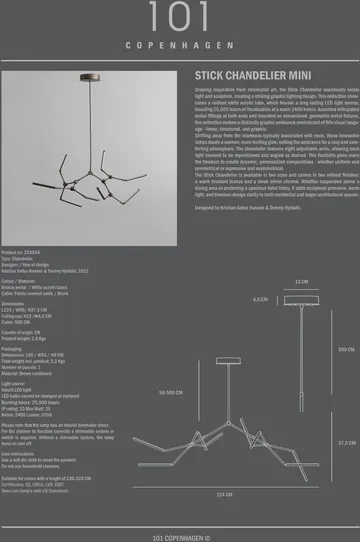 Stick chandelier takkrona mini - Bronze - 101 Copenhagen