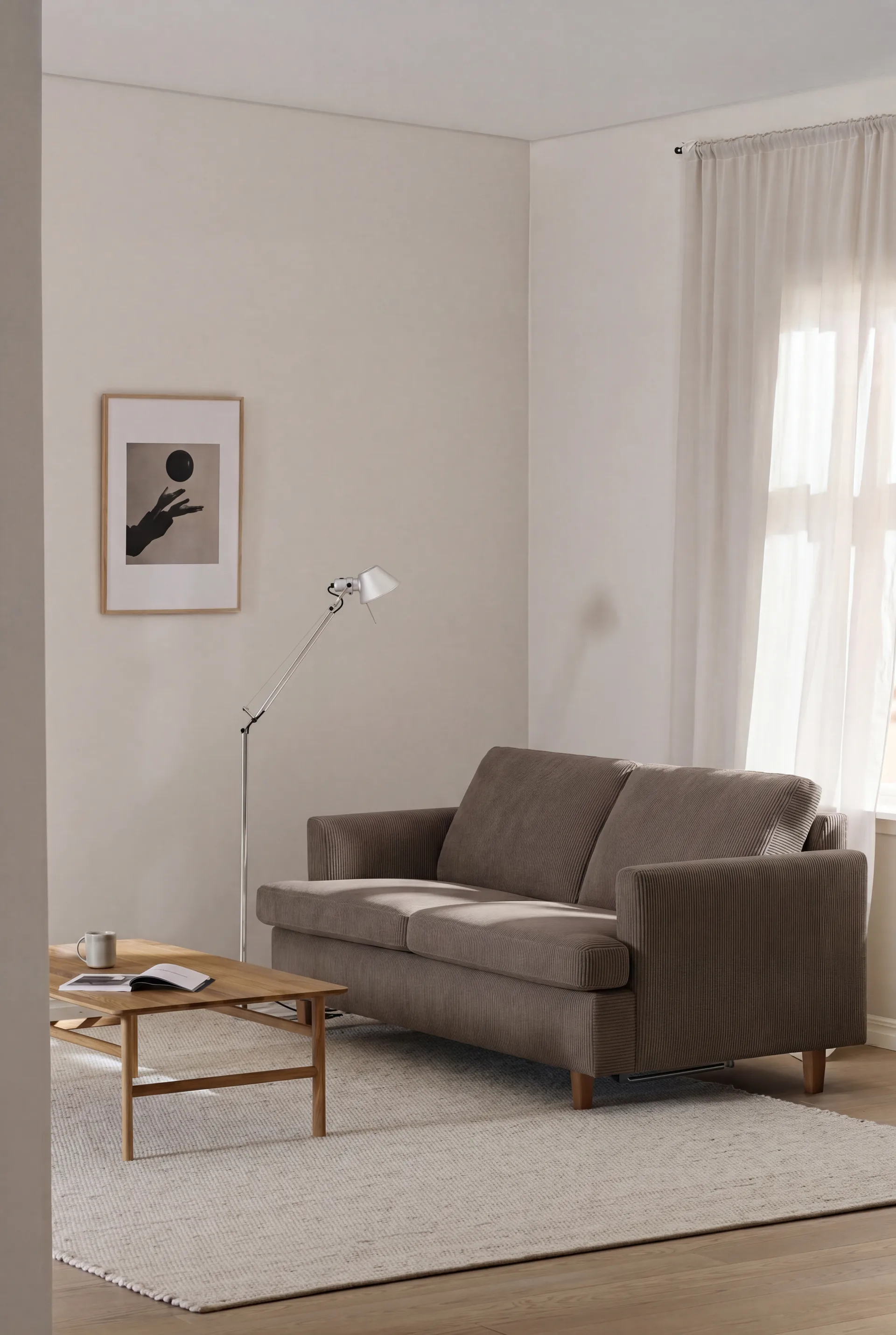 Binga 2,5-sits bäddsoffa, Jump Brown 1955-ekbetsad ask 1898