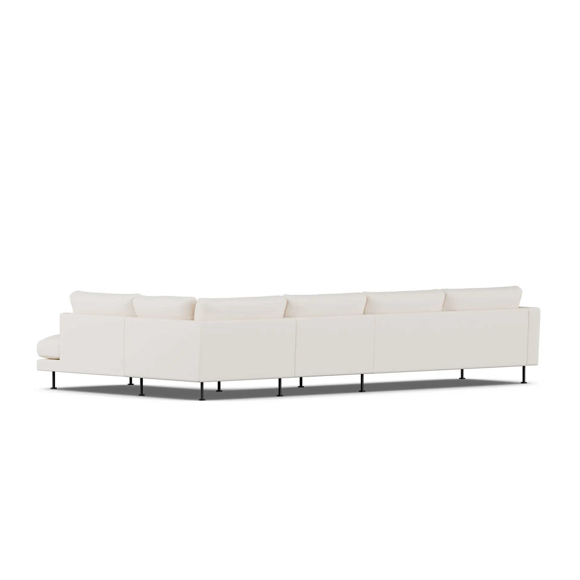 Bredhult soffa, Caleido Beige 9600-svart stål, 4-sits B1 1898