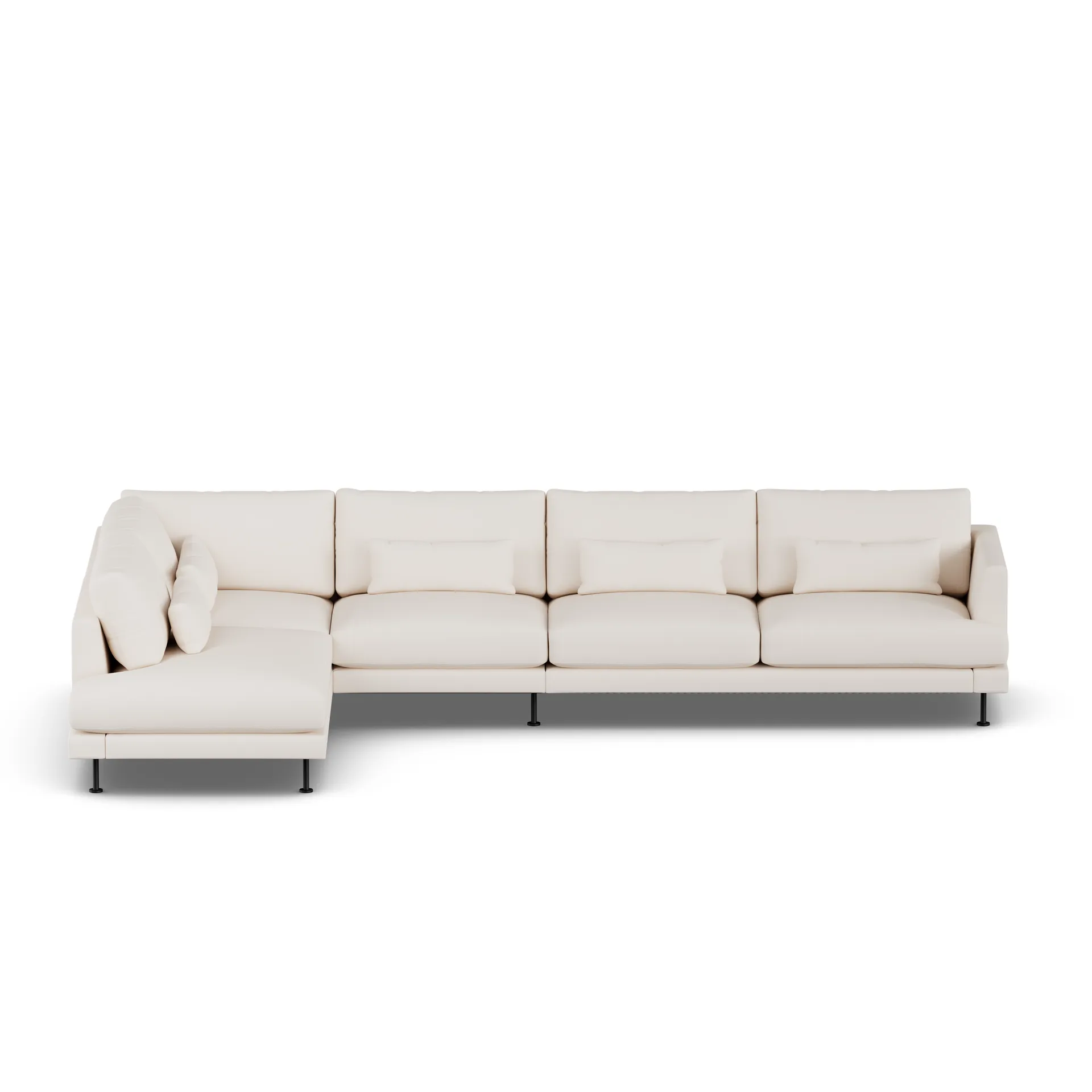 Bredhult soffa, Caleido Beige 9600-svart stål, 4-sits B2 1898