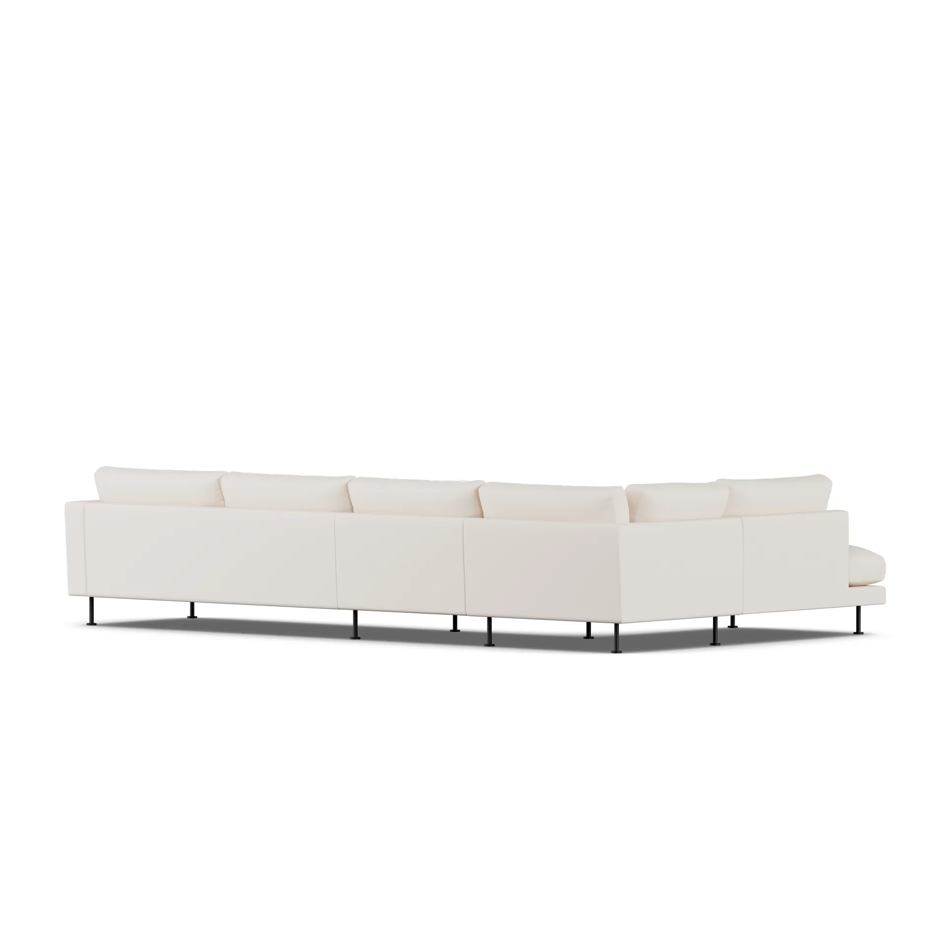 Bredhult soffa, Caleido Beige 9600-svart stål, 4-sits B2 1898