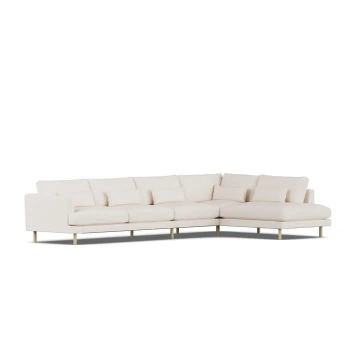 Bredhult soffa - Caleido Beige 9600-vitoljad ek, 4-sits B1 - 1898