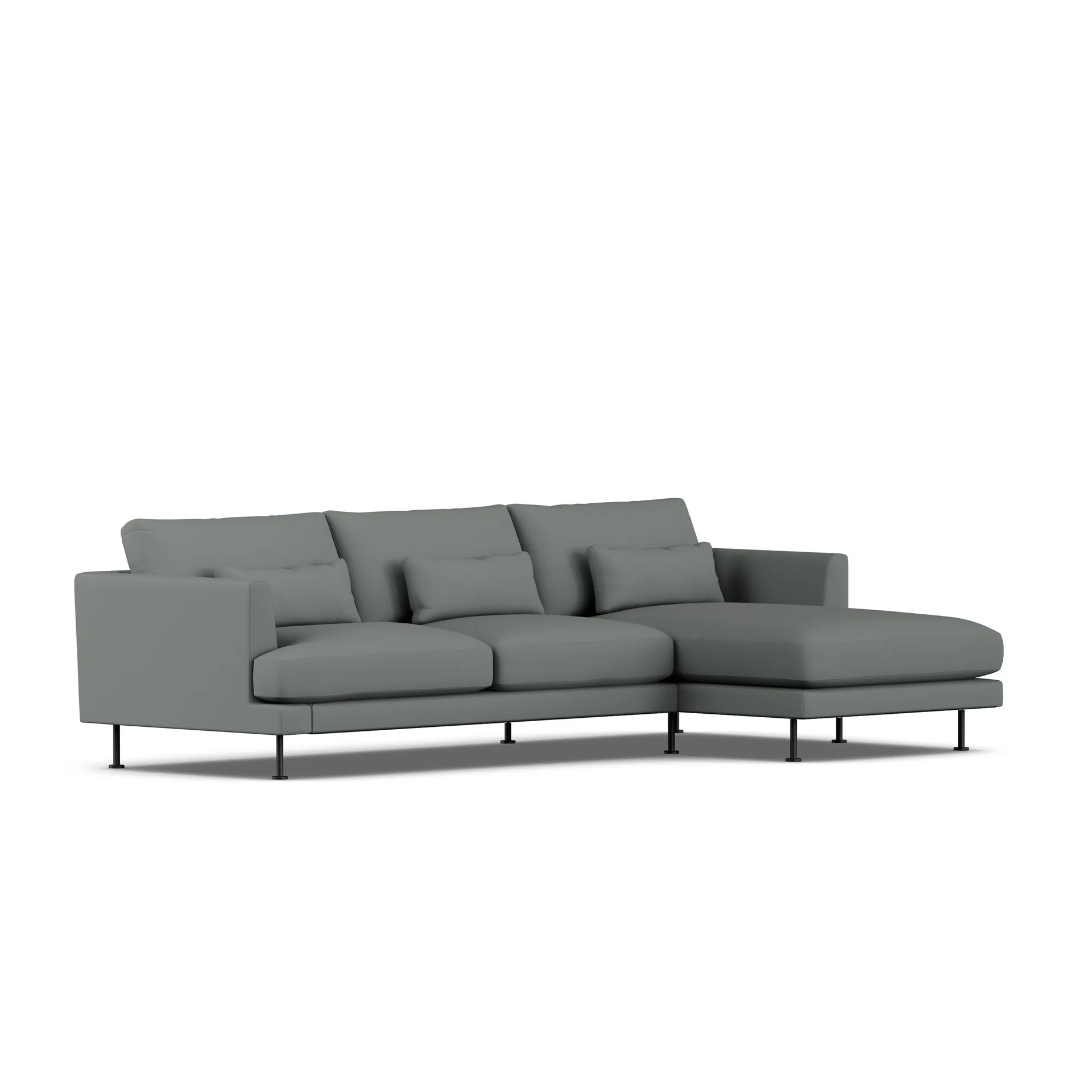 Bredhult soffa, Caleido Grey 1240-svart stål, 2,5-sits C1 1898