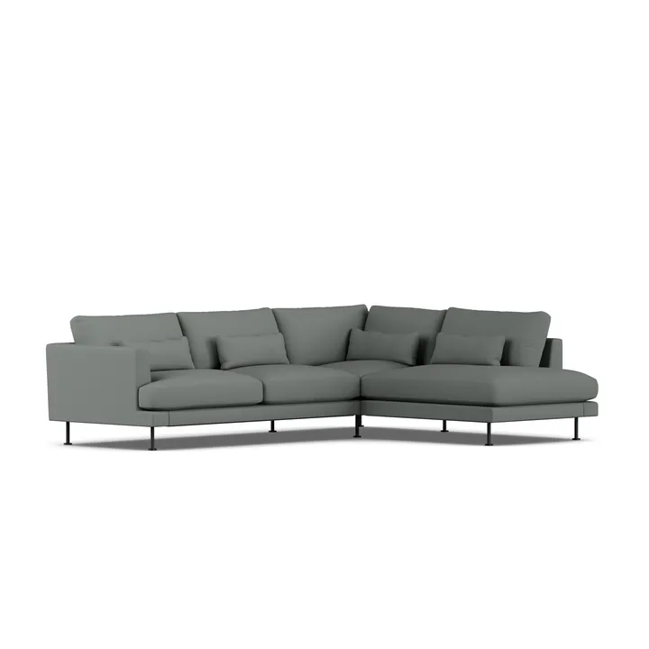Bredhult soffa - Caleido Grey 1240-svart stål, 3-sits A1 - 1898