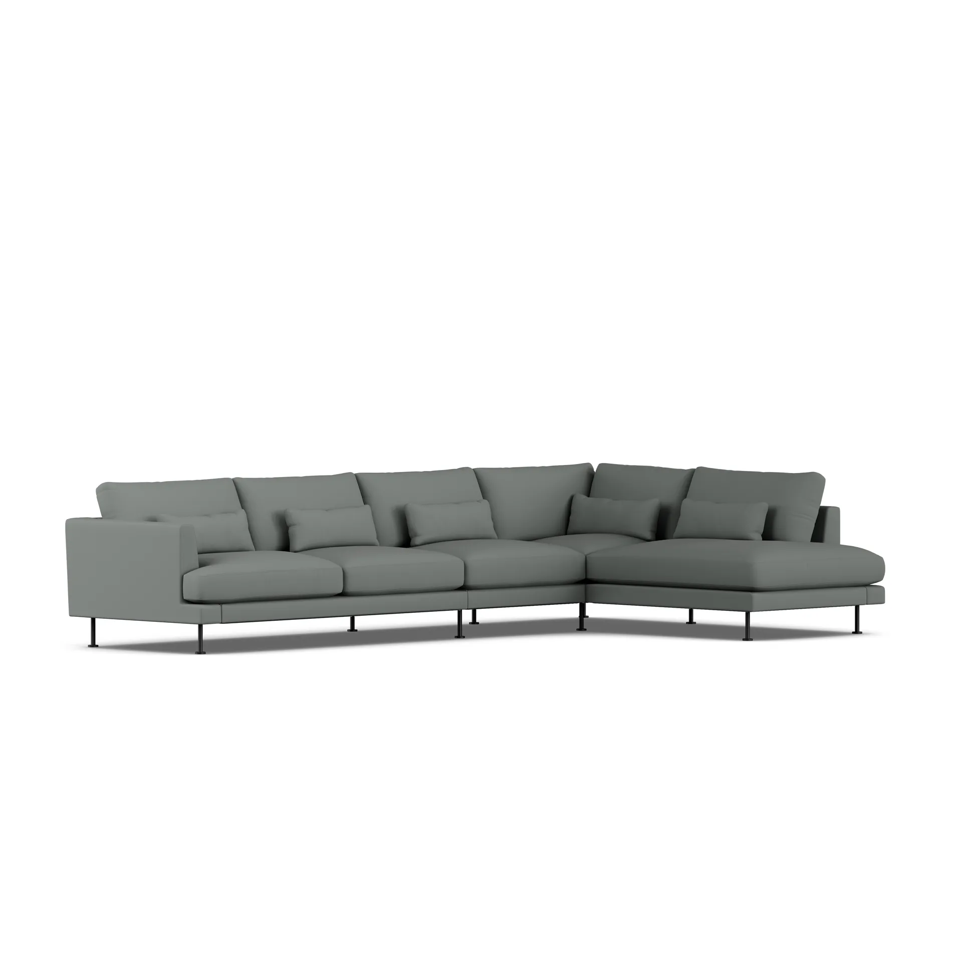Bredhult soffa, Caleido Grey 1240-svart stål, 4-sits B1 1898