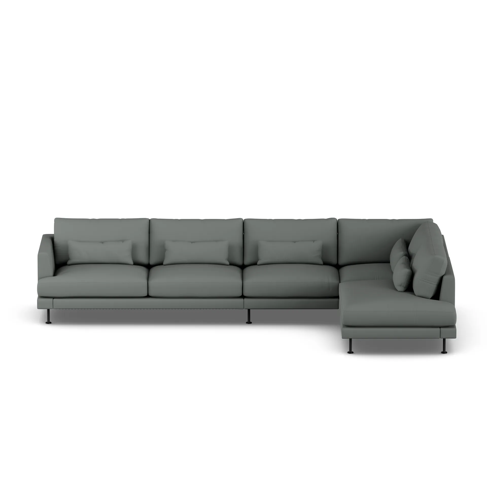 Bredhult soffa, Caleido Grey 1240-svart stål, 4-sits B1 1898