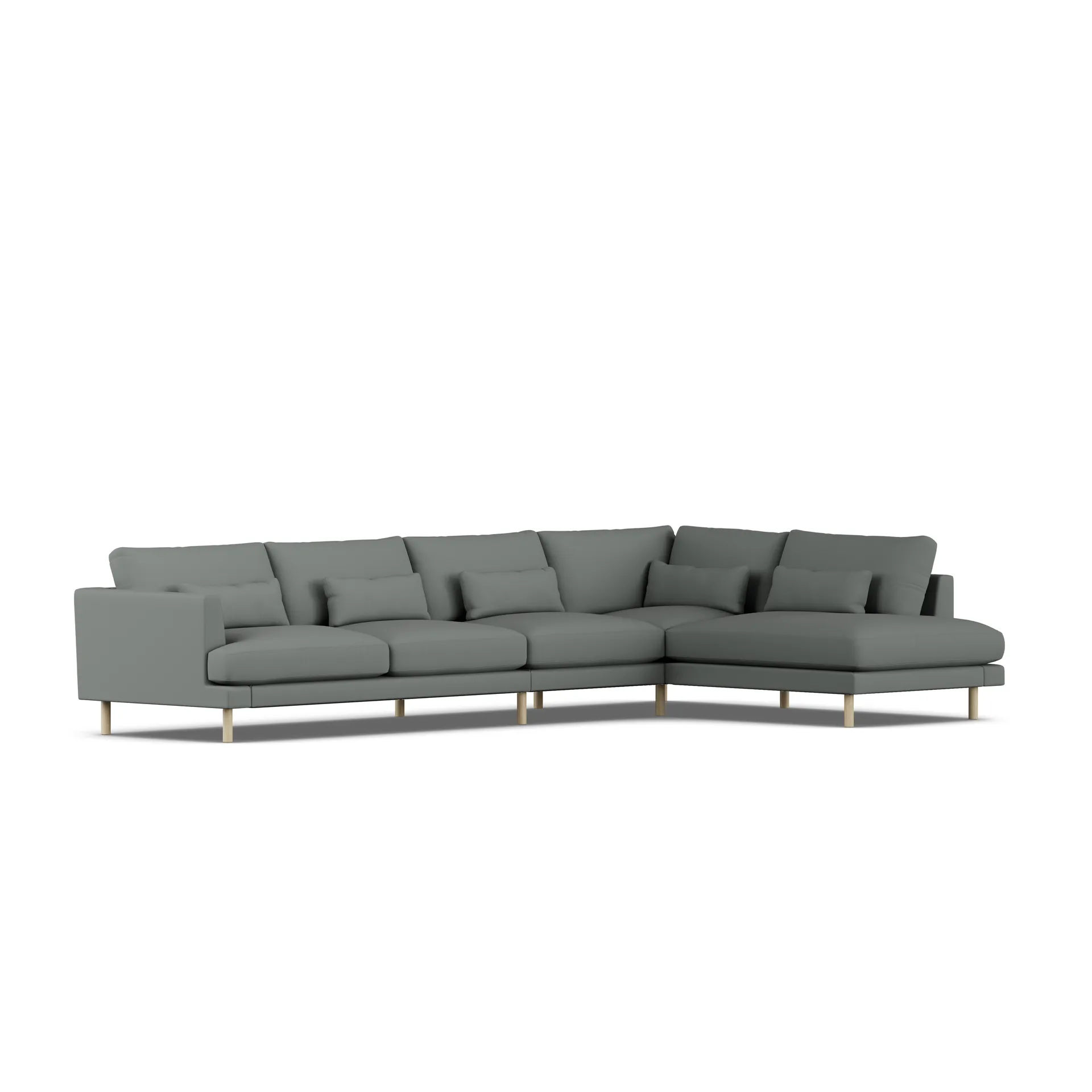 Bredhult soffa, Caleido Grey 1240-vitoljad ek, 4-sits B1 1898