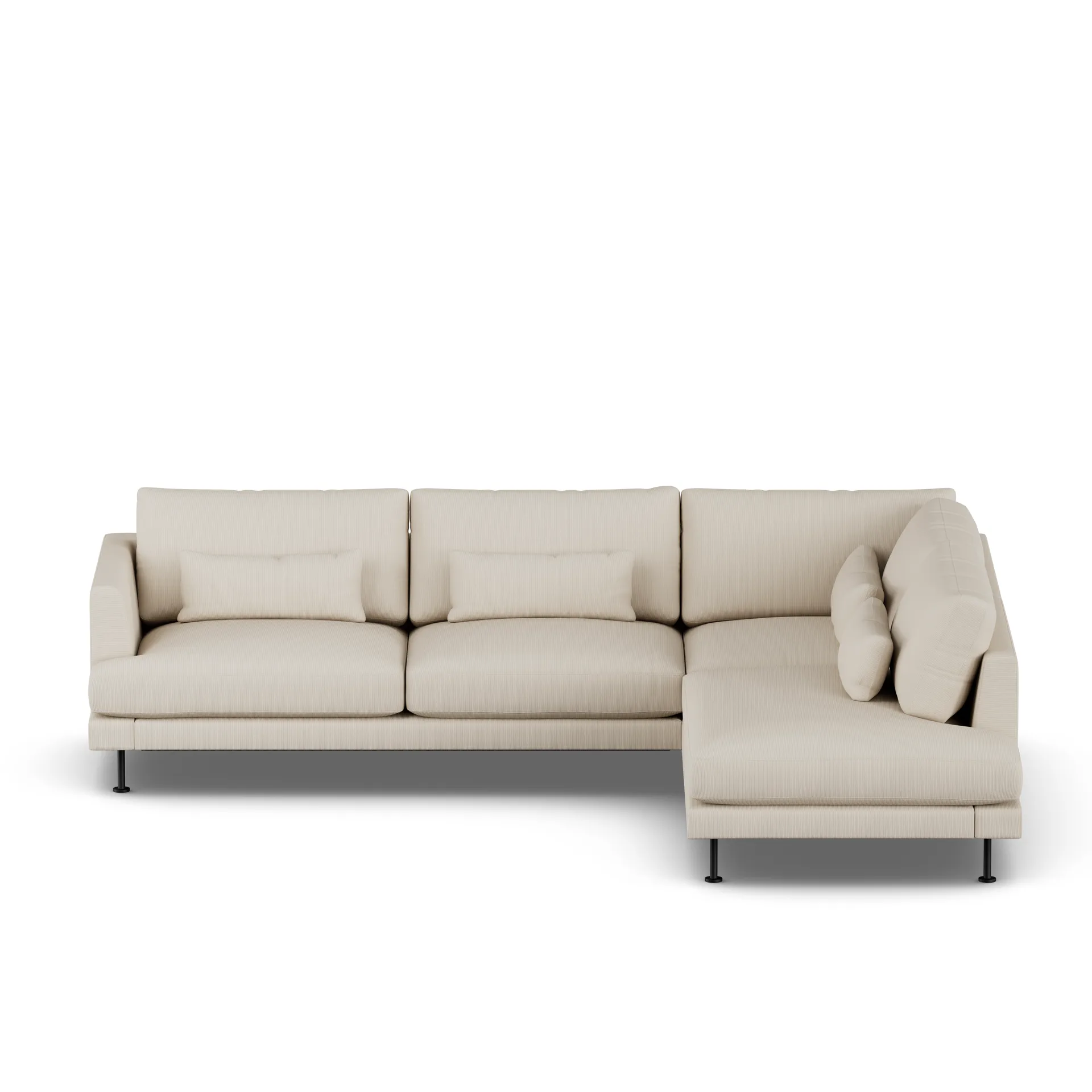 Bredhult soffa, Jump Beige 1956-svart stål, 3-sits A1 1898
