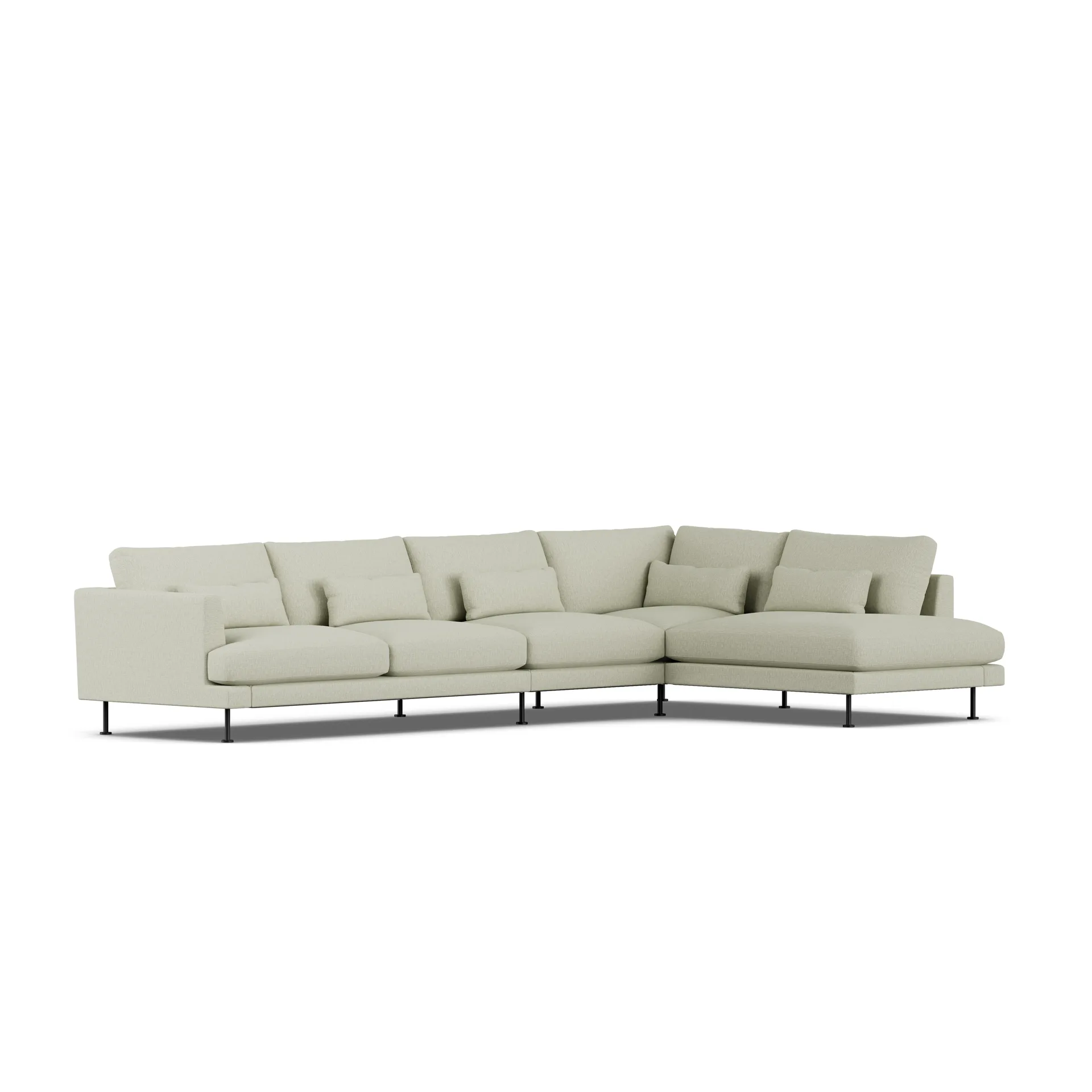 Bredhult soffa, Luiza Beige 3981-svart stål, 4-sits B1 1898