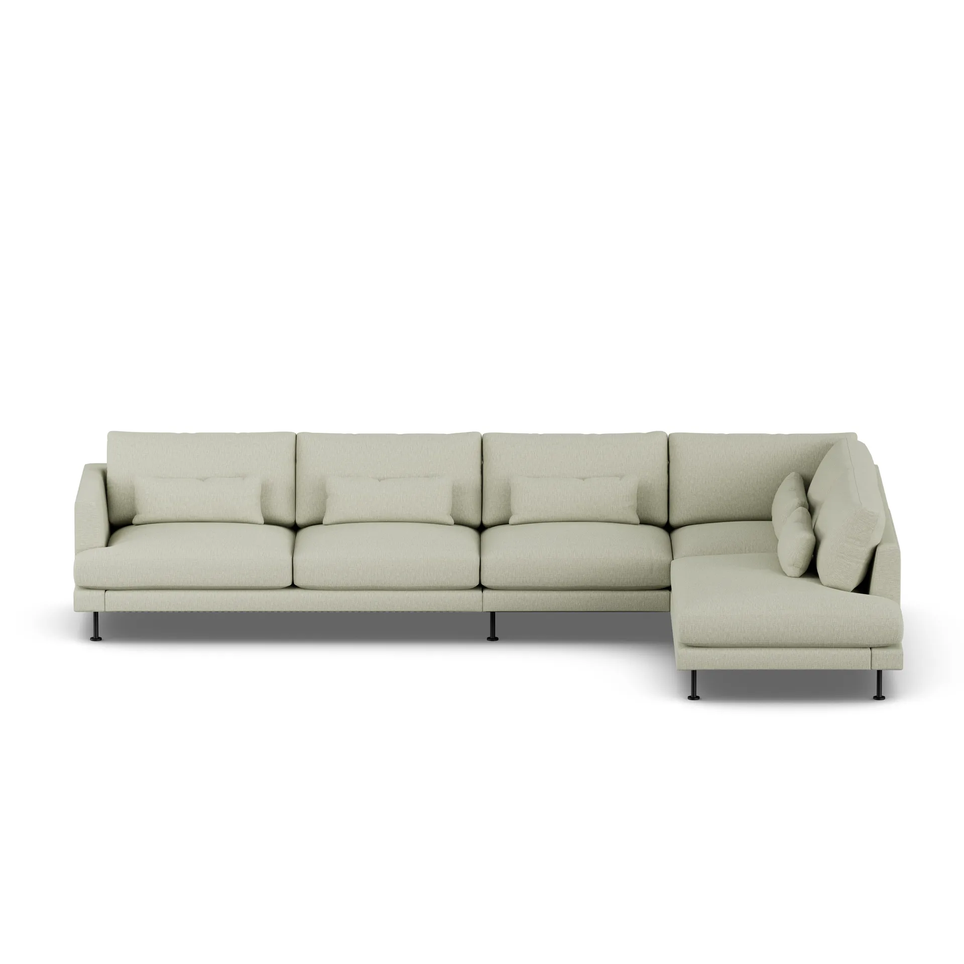 Bredhult soffa, Luiza Beige 3981-svart stål, 4-sits B1 1898