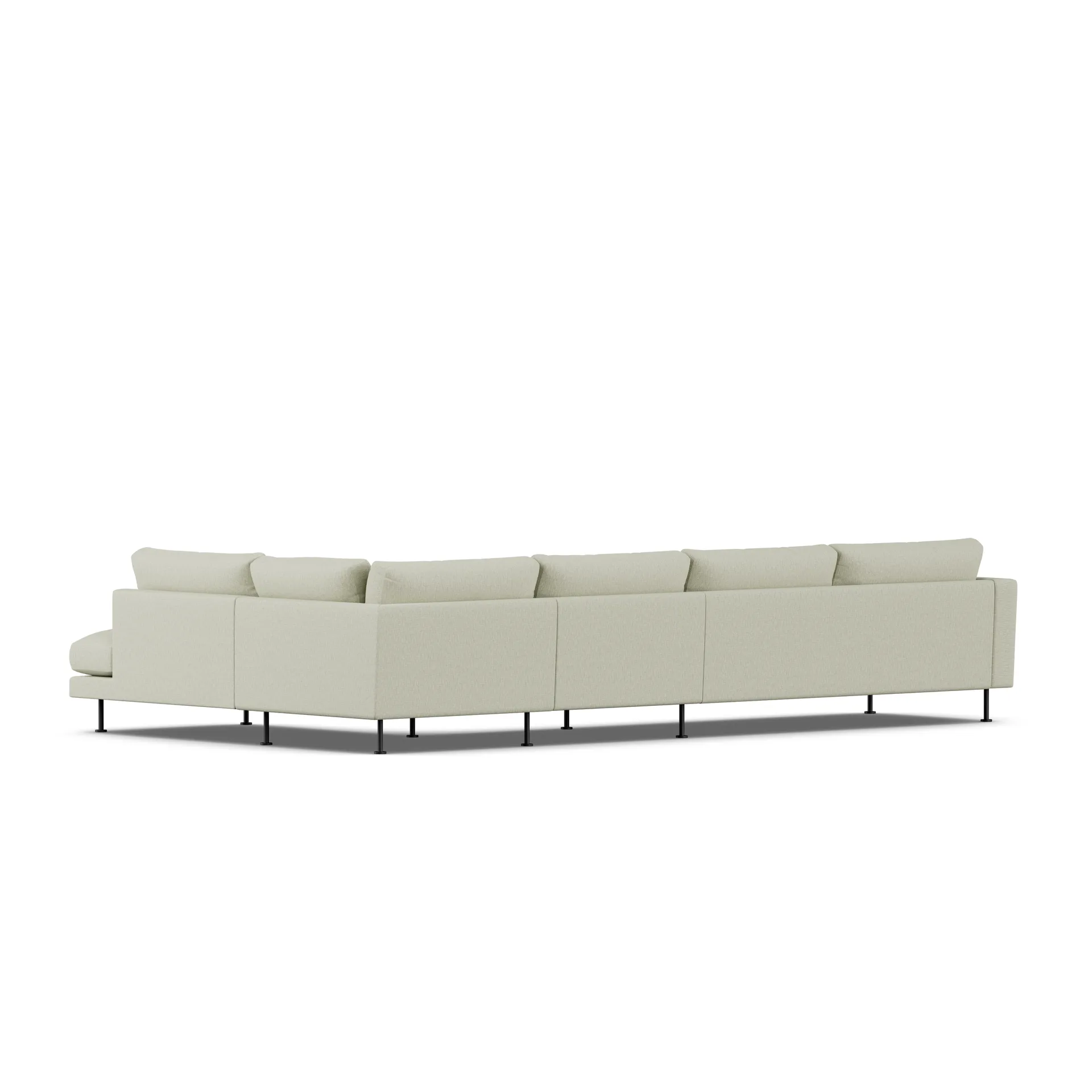 Bredhult soffa, Luiza Beige 3981-svart stål, 4-sits B1 1898
