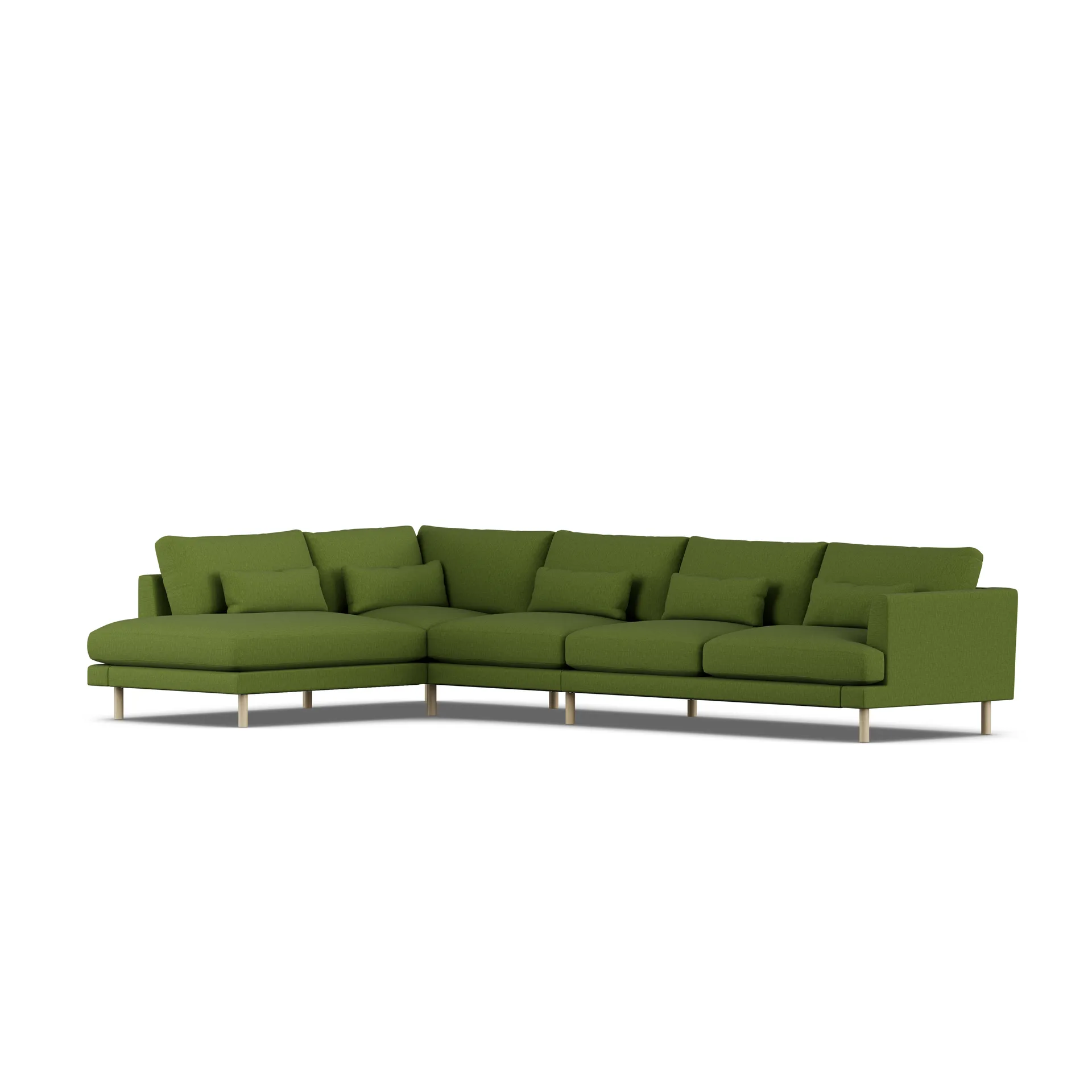 Bredhult soffa, Luiza Green 3975-vitoljad ek, 4-sits B2 1898