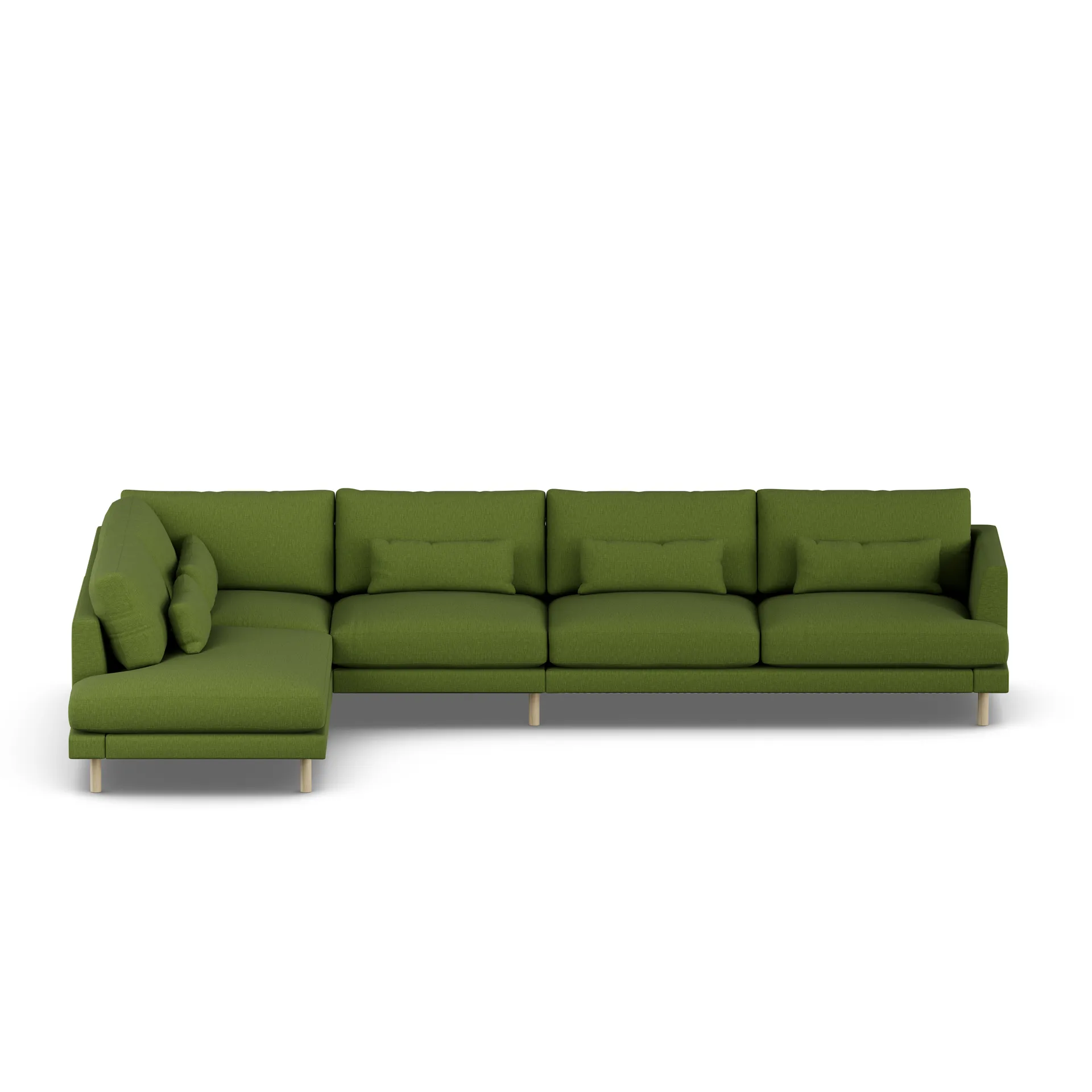 Bredhult soffa, Luiza Green 3975-vitoljad ek, 4-sits B2 1898