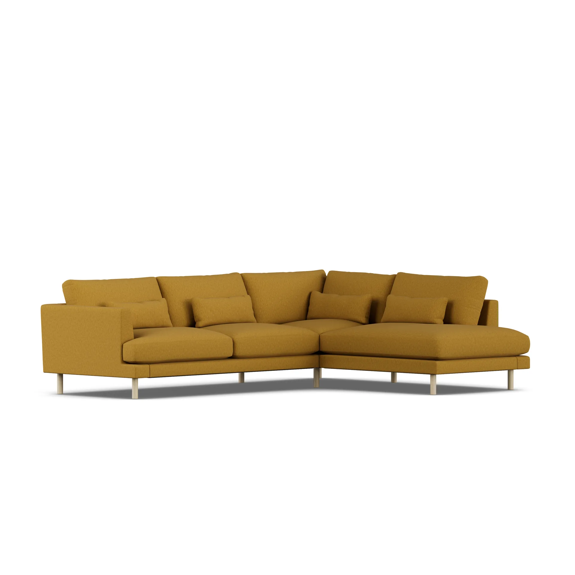 Bredhult soffa, Luiza Mustard 3972-vitoljad ek, 3-sits A1 1898