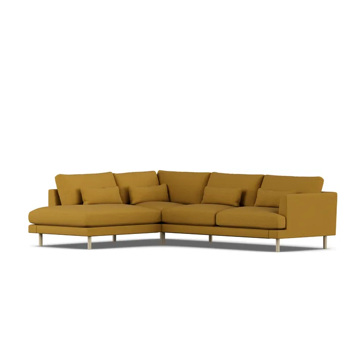 Bredhult soffa - Luiza Mustard 3972-vitoljad ek, 3-sits A2 - 1898