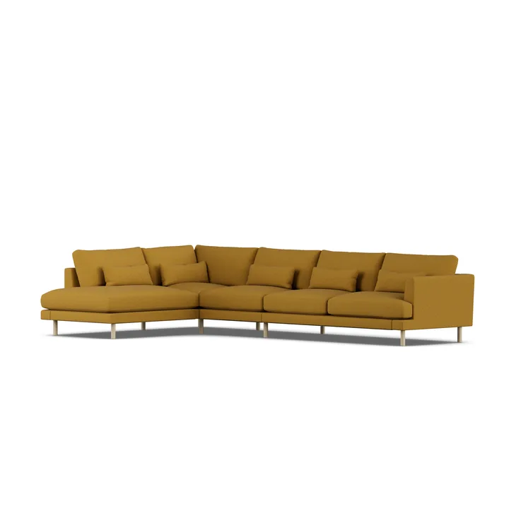Bredhult soffa - Luiza Mustard 3972-vitoljad ek, 4-sits B2 - 1898