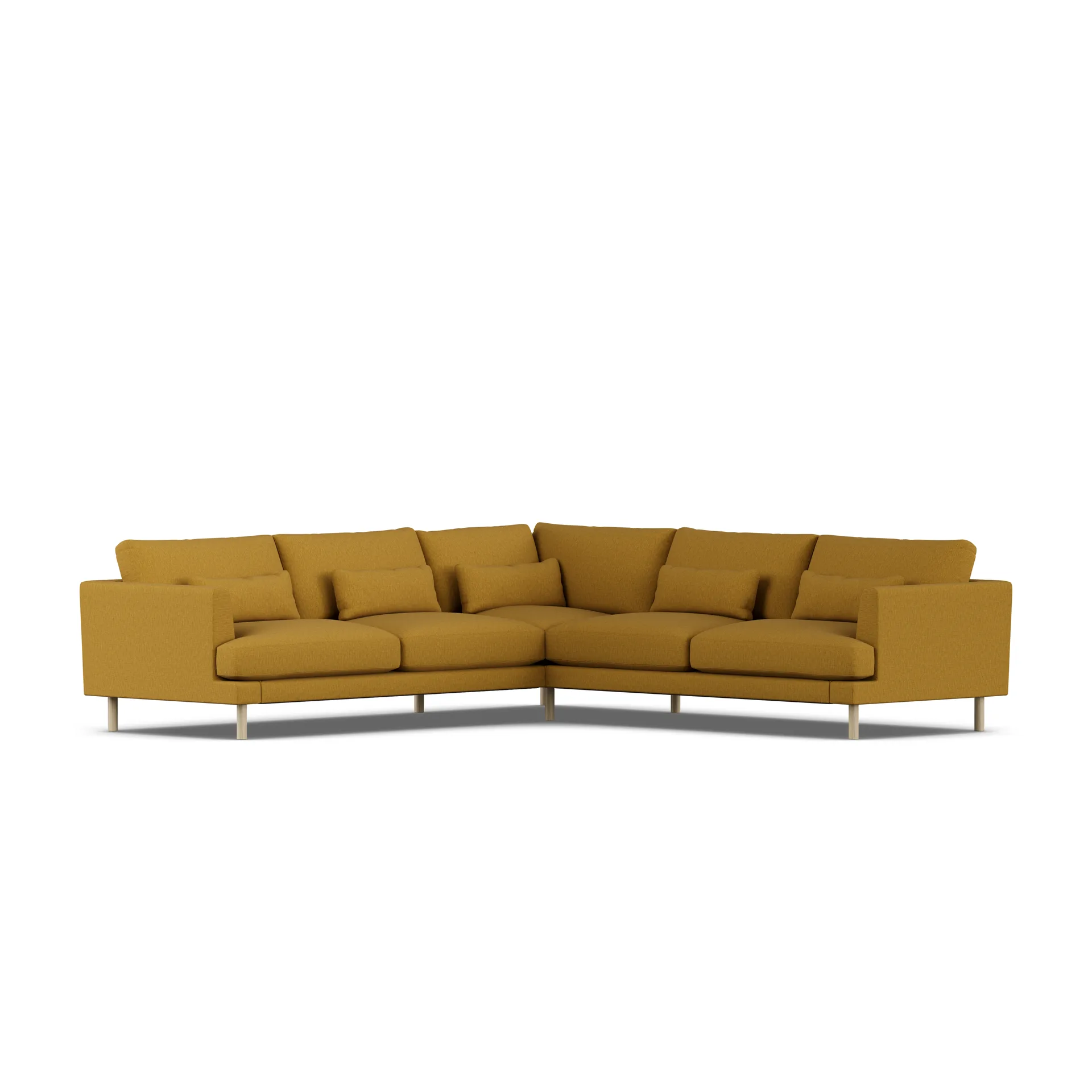 Bredhult soffa, Luiza Mustard 3972-vitoljad ek, hörnsoffa F 1898