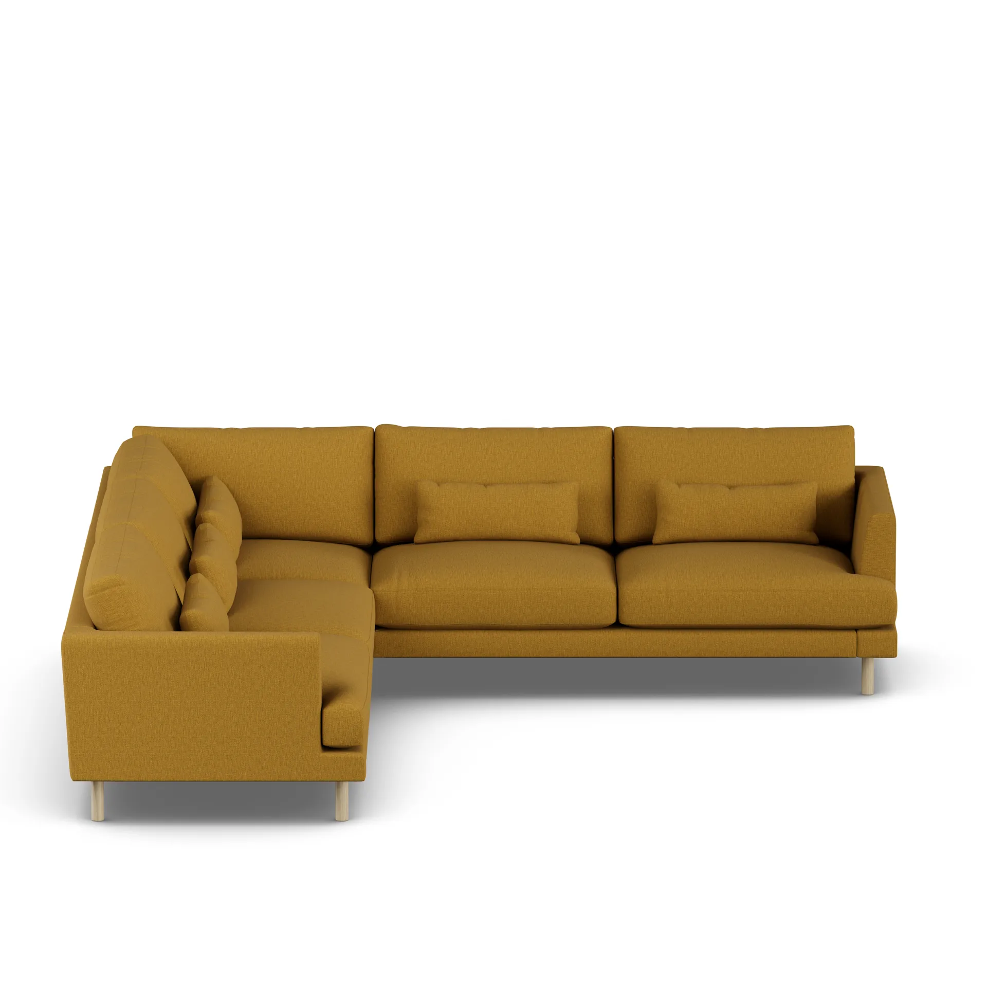 Bredhult soffa, Luiza Mustard 3972-vitoljad ek, hörnsoffa F 1898