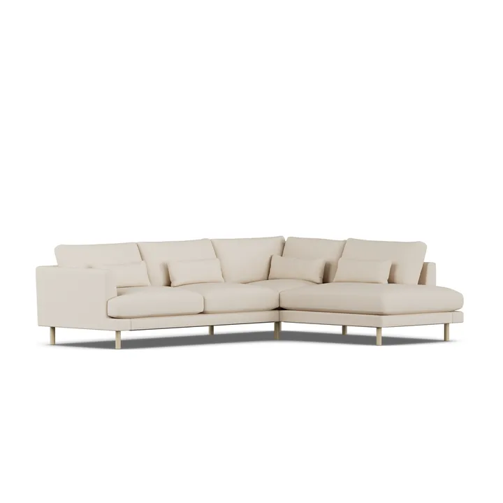 Bredhult soffa - Same Beige 6670-vitoljad ek, 3-sits A1 - 1898