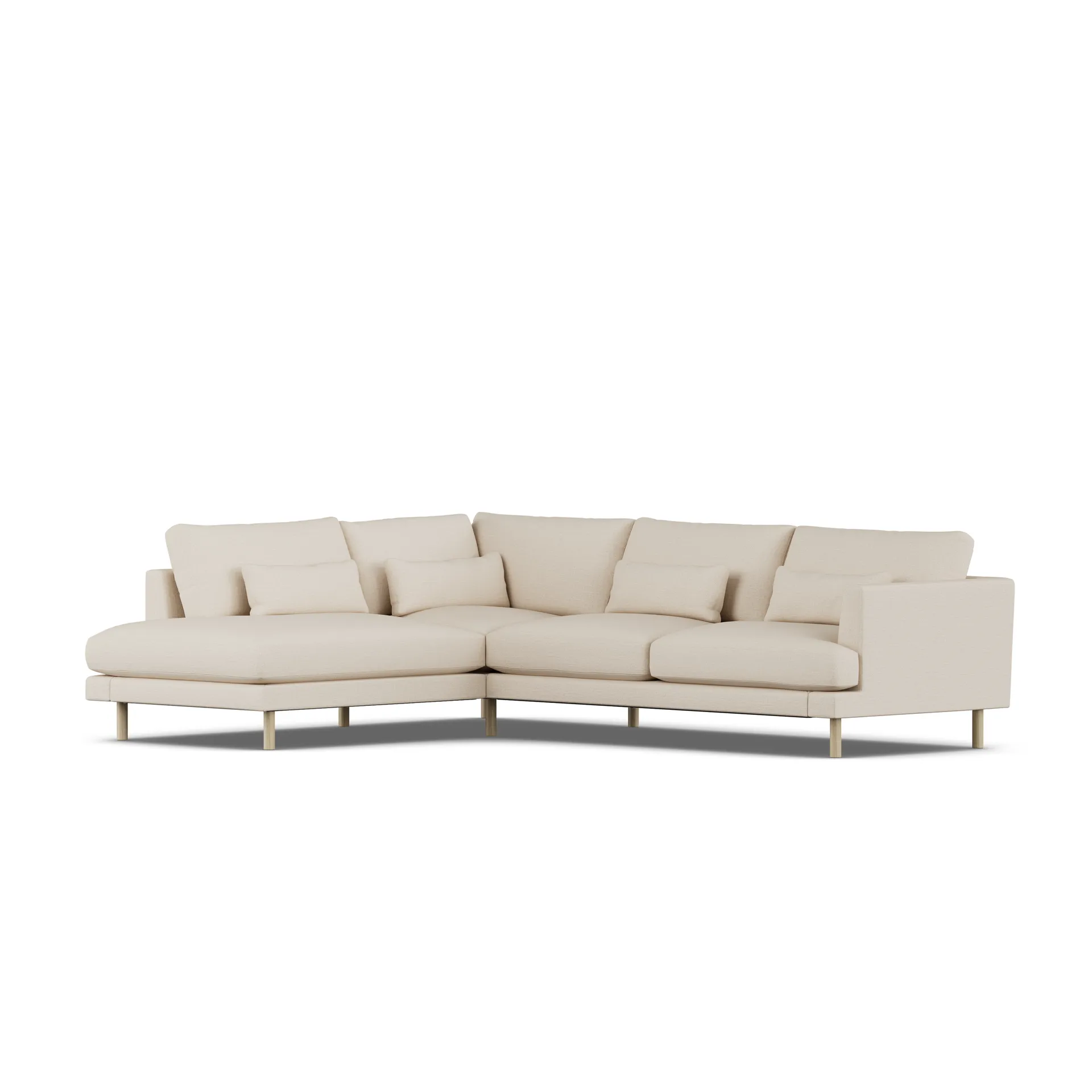 Bredhult soffa, Same Beige 6670-vitoljad ek, 3-sits A2 1898