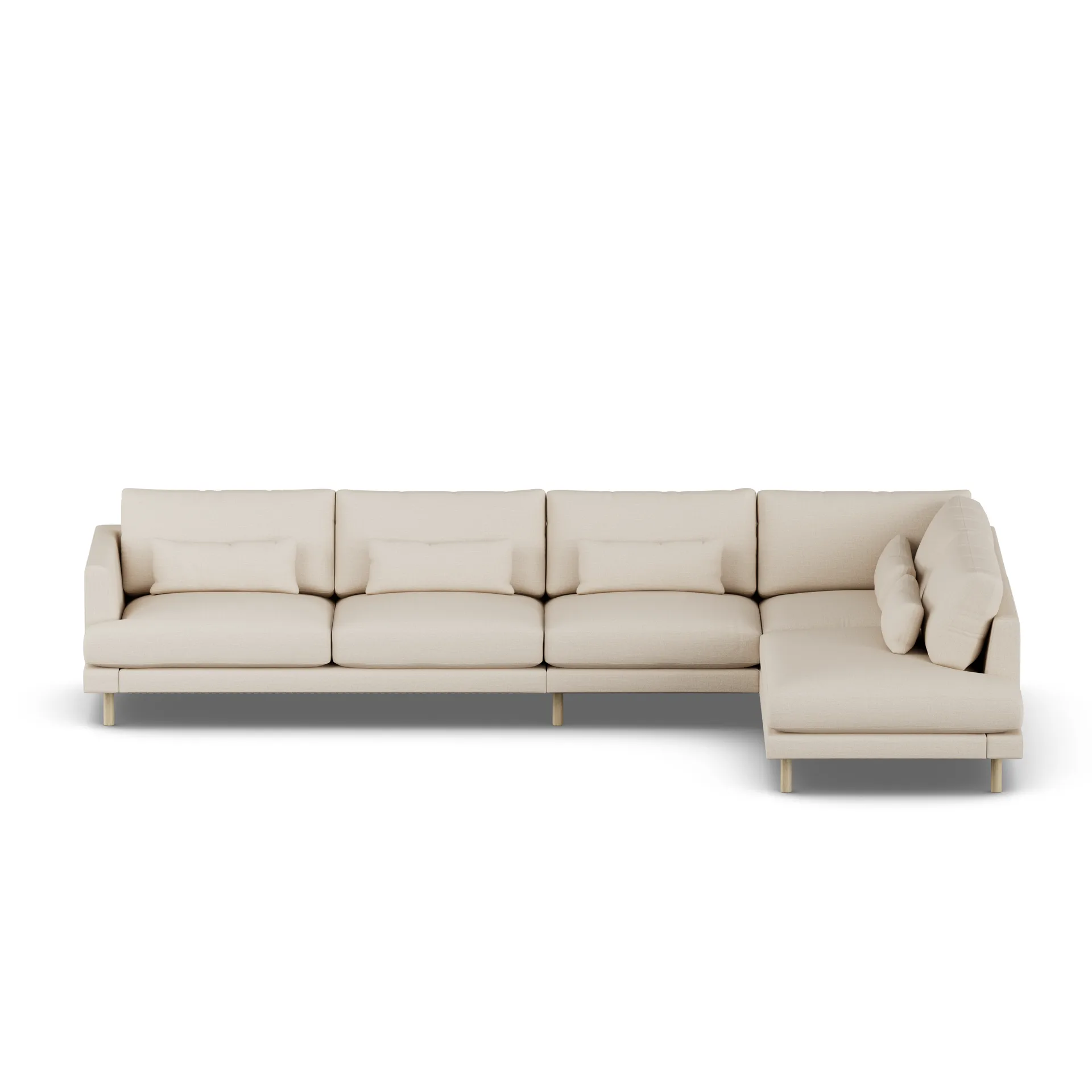 Bredhult soffa, Same Beige 6670-vitoljad ek, 4-sits B1 1898