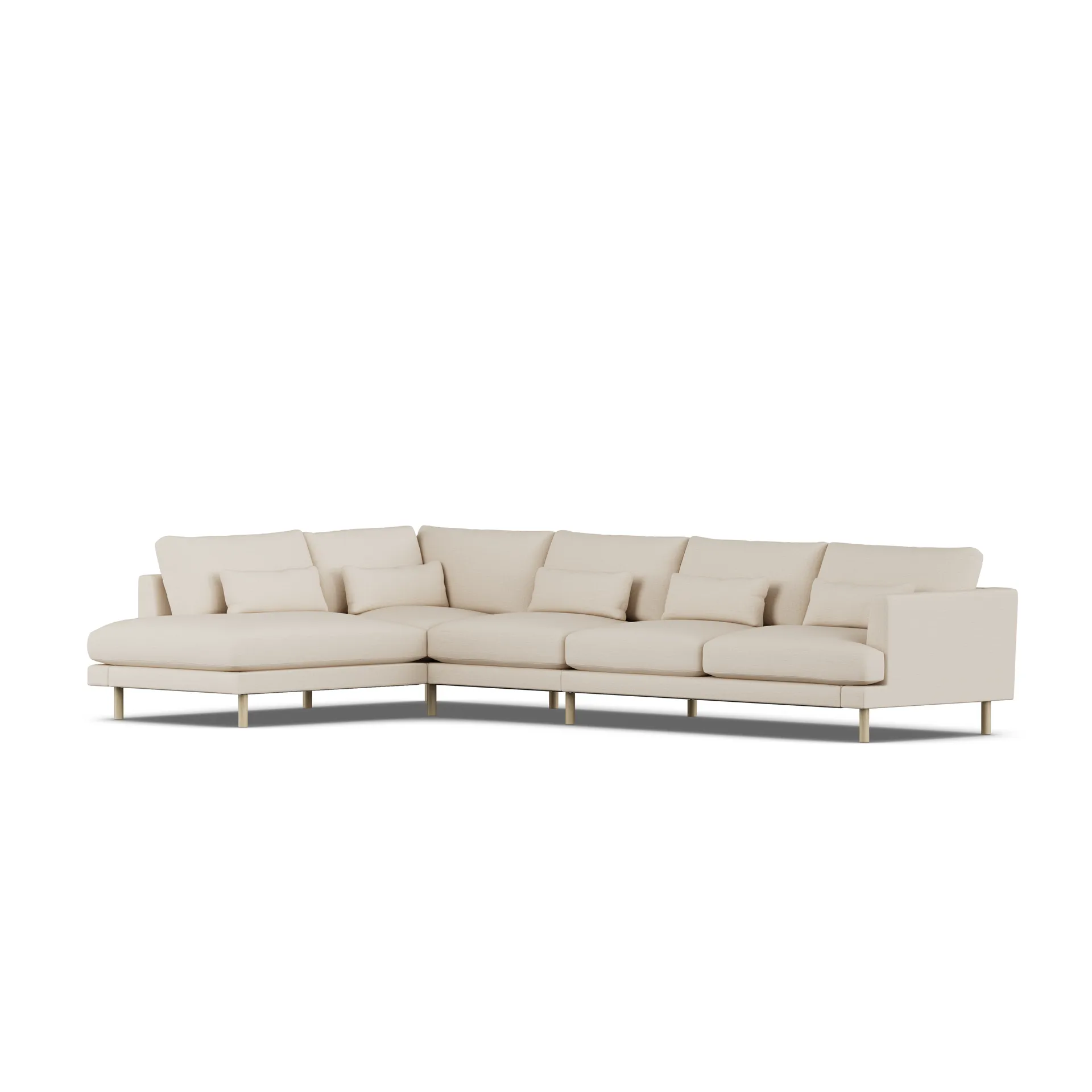 Bredhult soffa, Same Beige 6670-vitoljad ek, 4-sits B2 1898