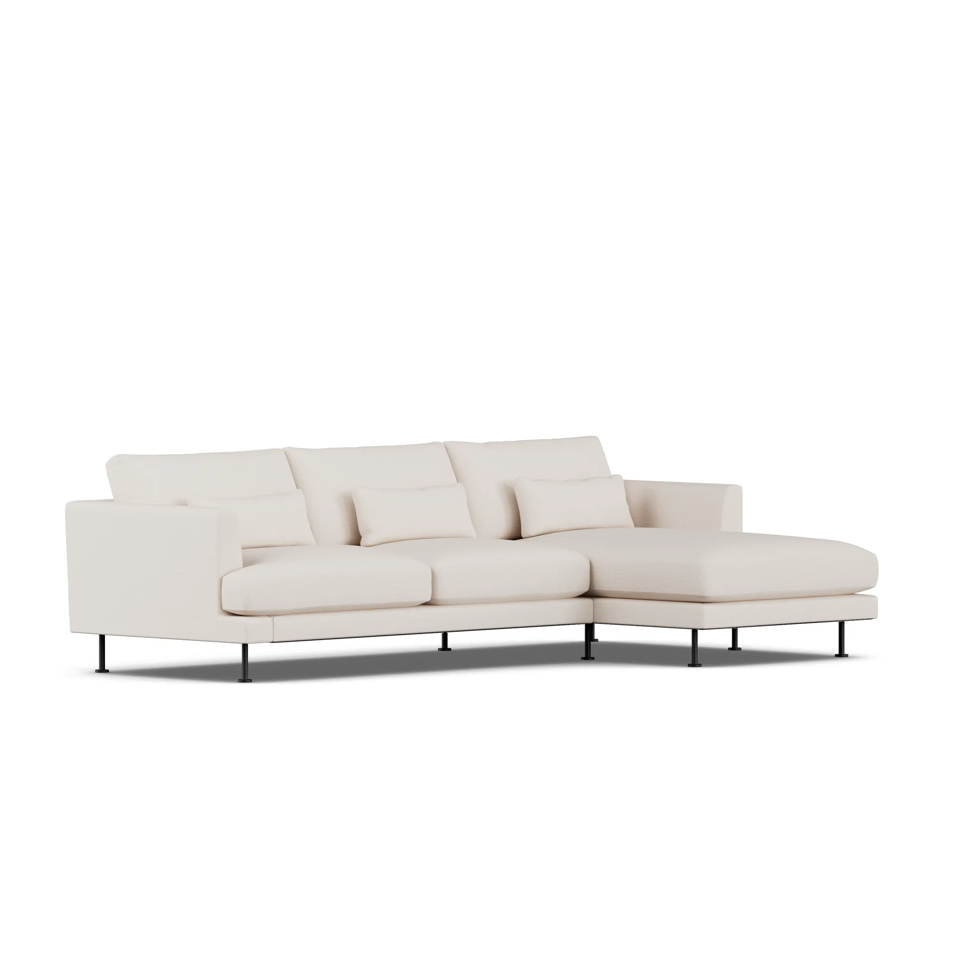 Bredhult soffa, Same Off White 6671-svart stål, 2,5-sits C1 1898