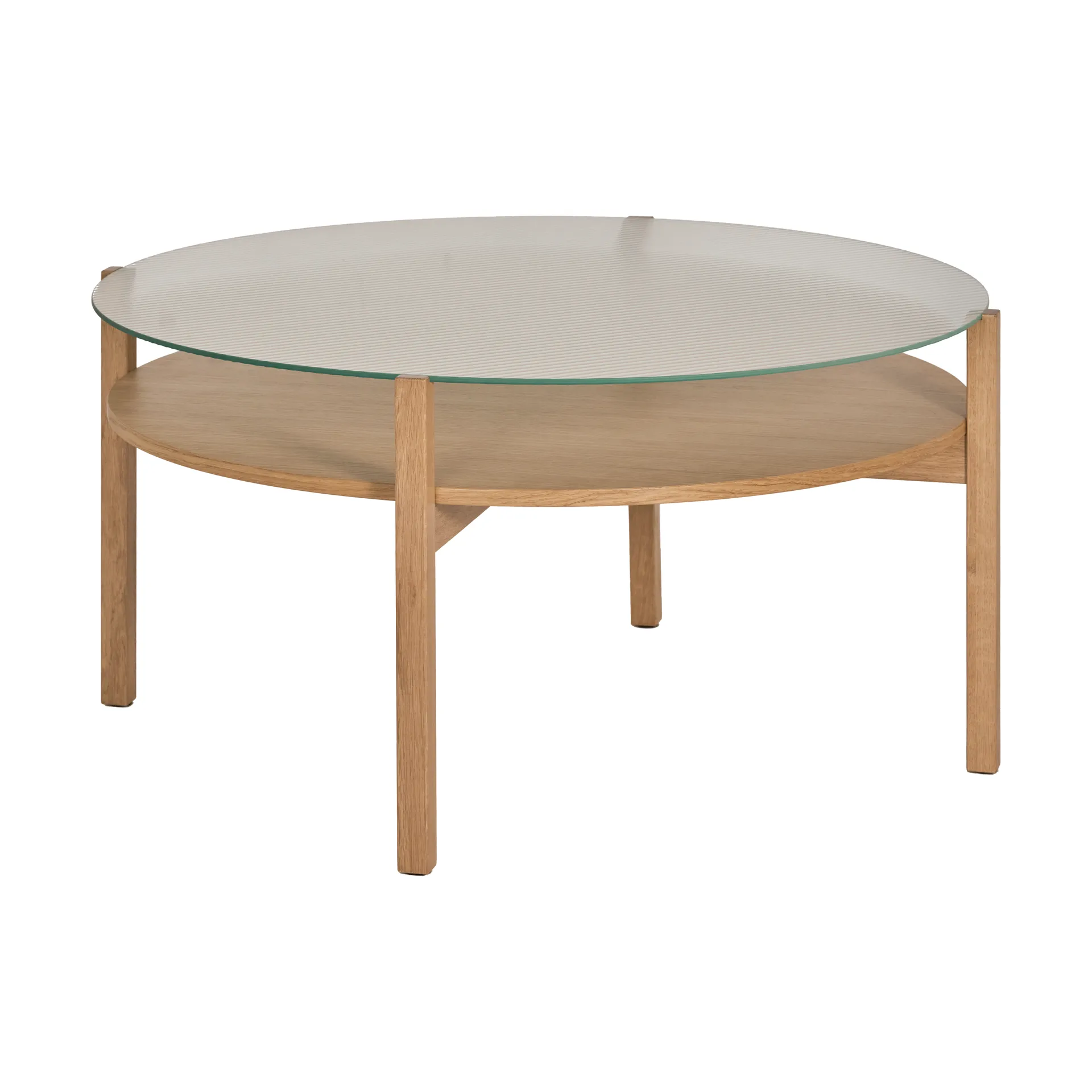 Lid soffbord, Vitpigmenterad ek-glas, Ø90 cm 1898