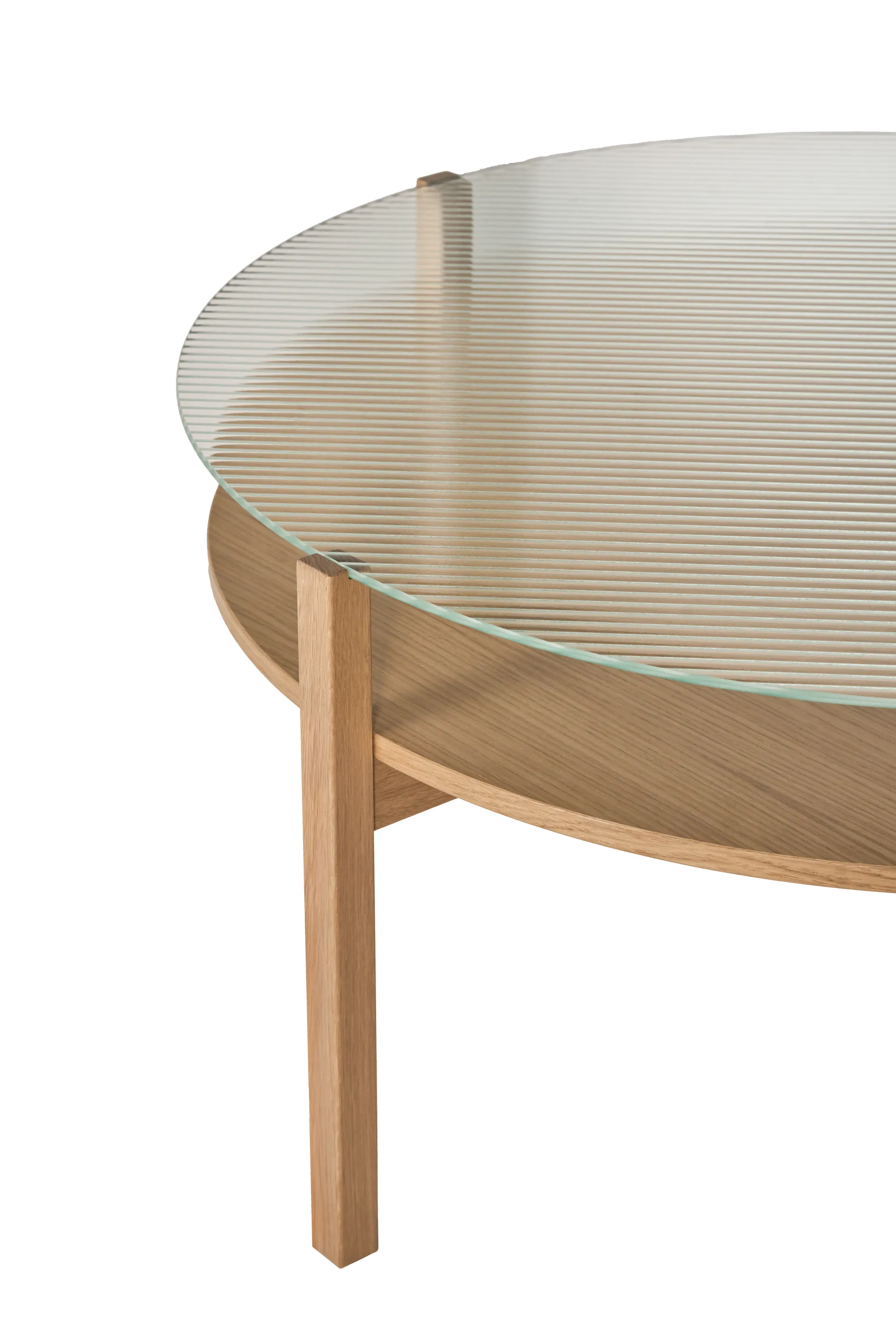 Lid soffbord, Vitpigmenterad ek-glas, Ø90 cm 1898