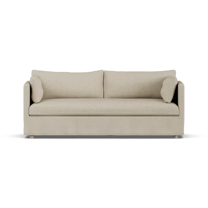 Linnevik soffa - Bern Beige 0341-vitoljad ek, 3-sits, med kappa - 1898