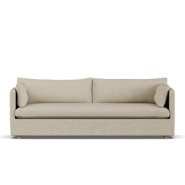 Linnevik soffa - Bern beige 0341-vitoljad ek, 4-sits, med kappa - 1898