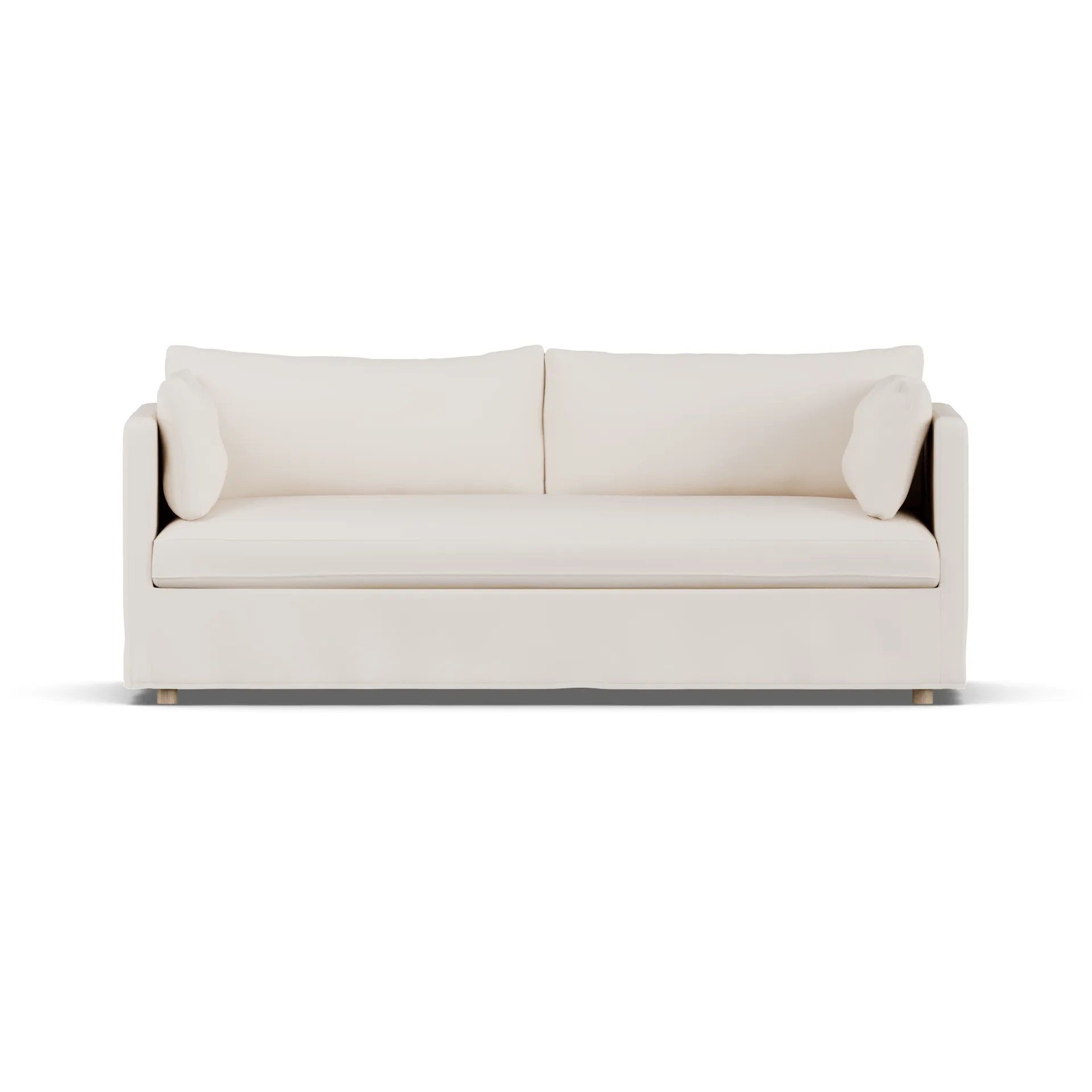 Linnevik soffa, Caleido beige 9600-vitoljad ek, 3-sits, med kappa 1898