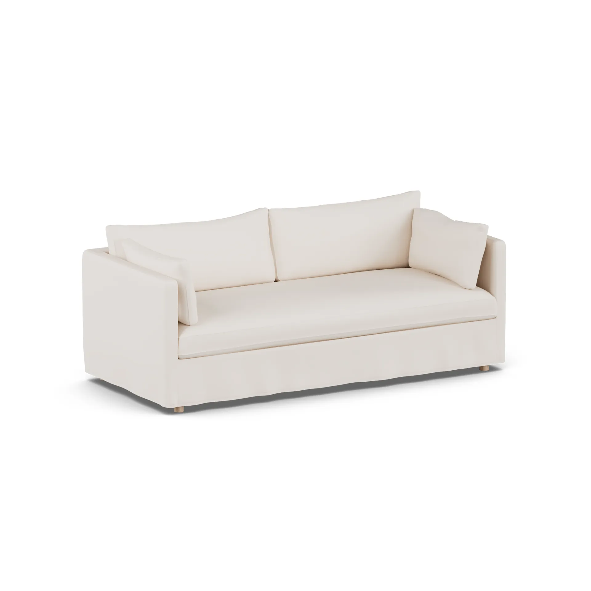 Linnevik soffa, Caleido beige 9600-vitoljad ek, 3-sits, med kappa 1898