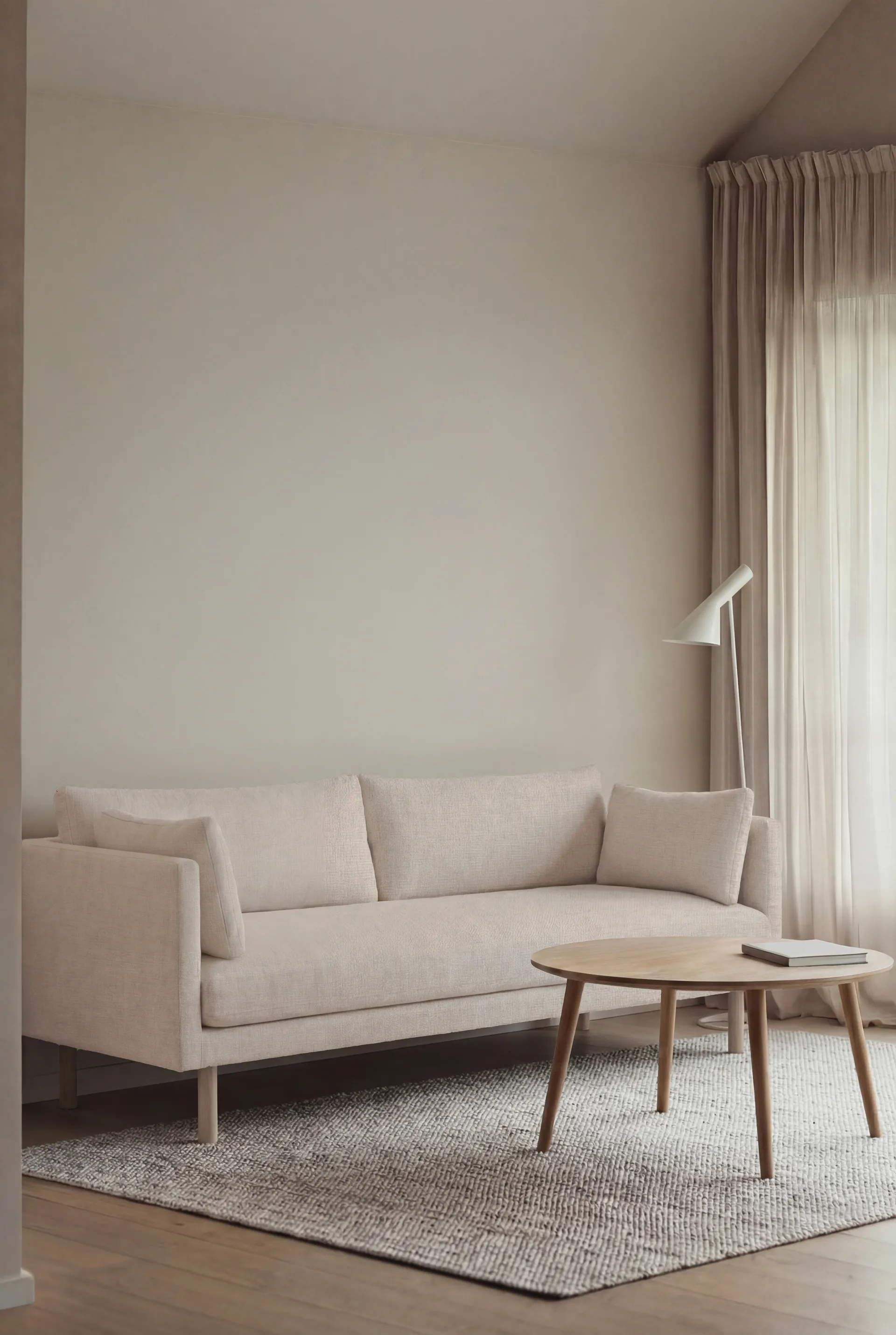 Linnevik soffa, Caleido Beige 9600-vitoljad ek, 3-sits, utan kappa 1898