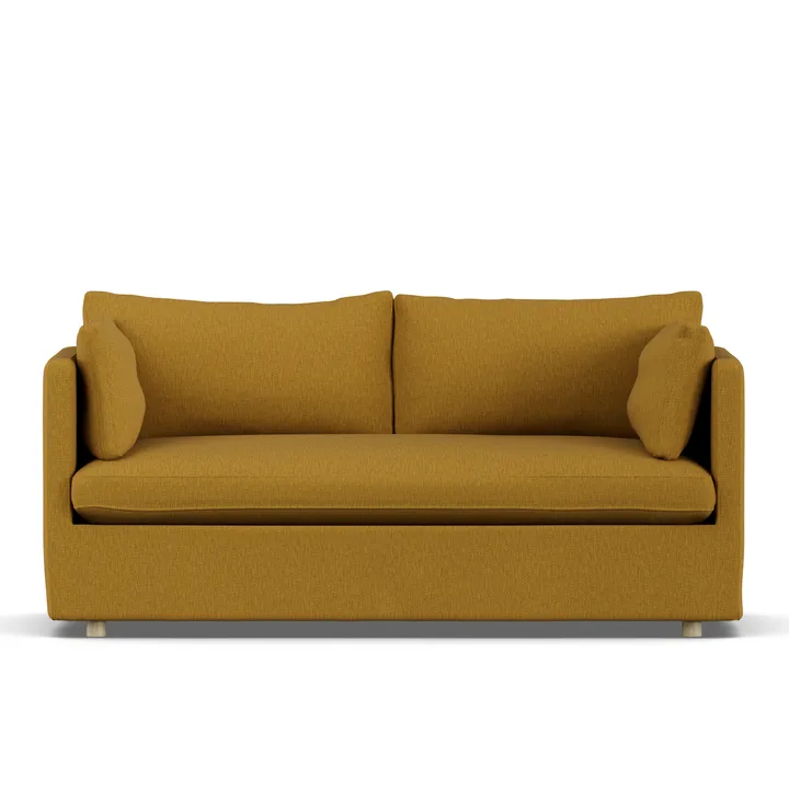 Linnevik soffa - Luiza Mustard 3972-vitoljad ek, 2-sits, med kappa - 1898