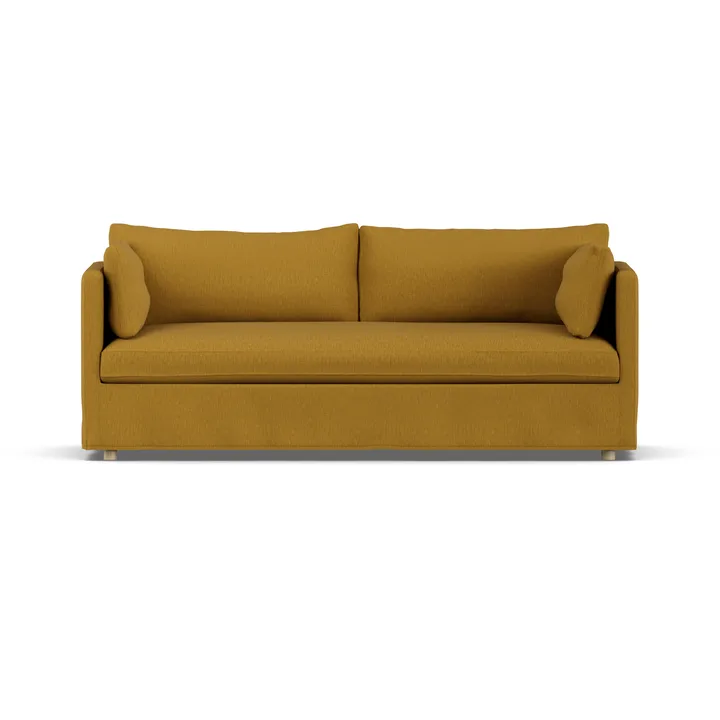Linnevik soffa - Luiza Mustard 3972-vitoljad ek, 3-sits, med kappa - 1898