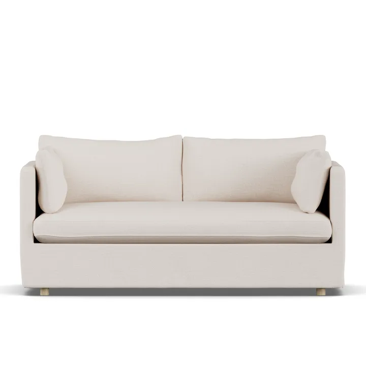 Linnevik soffa - Same Off White 6671-vitoljad ek, 2-sits, med kappa - 1898