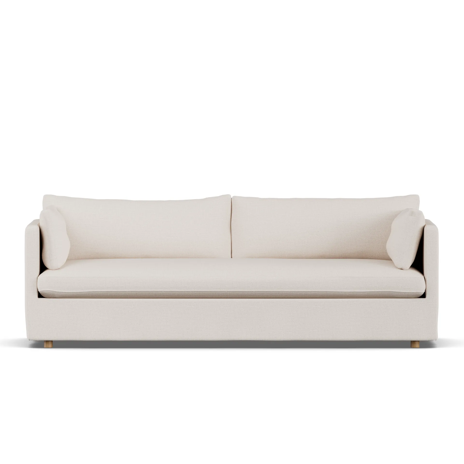 Linnevik soffa, Same Off White 6671-vitoljad ek, 4-sits, med kappa 1898