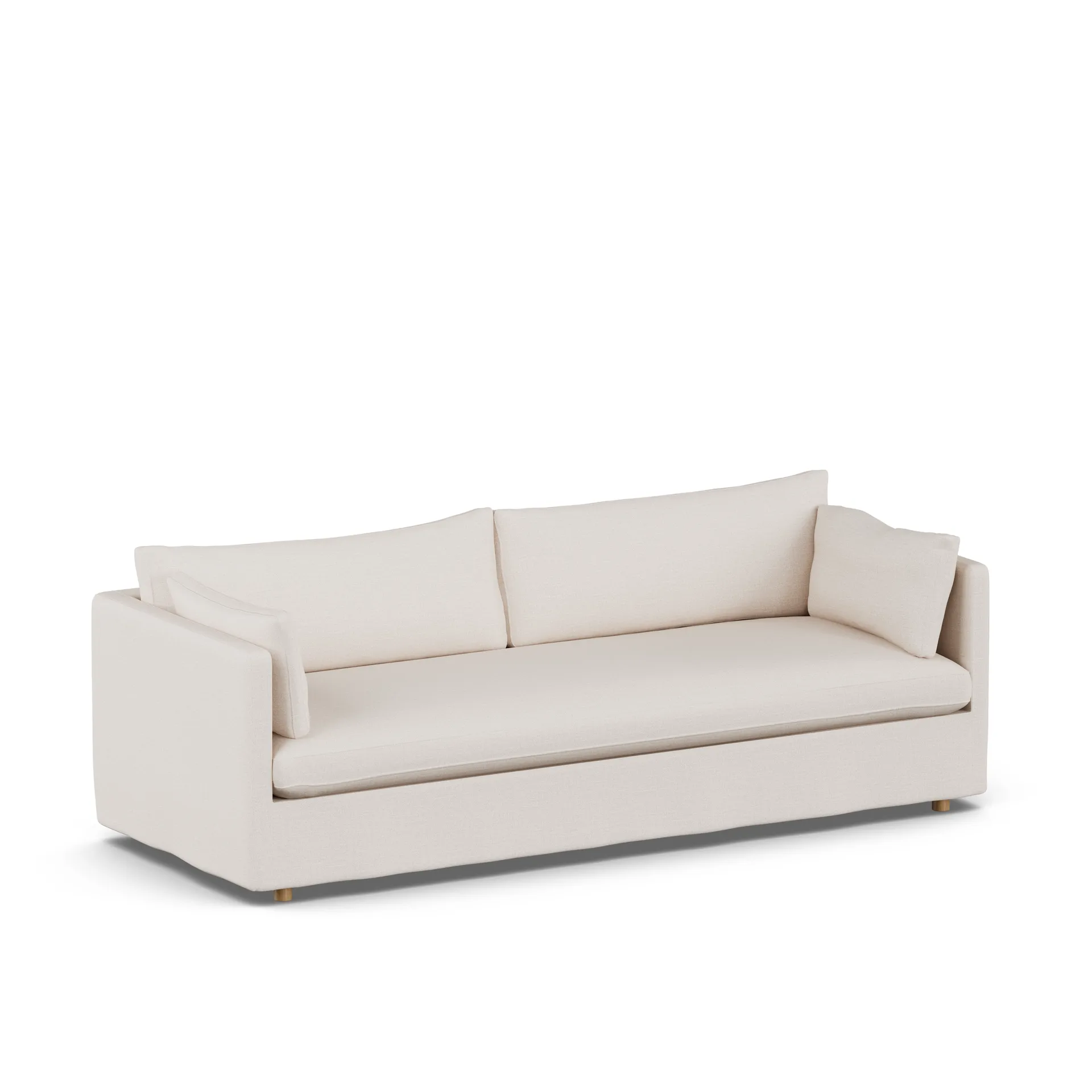 Linnevik soffa, Same Off White 6671-vitoljad ek, 4-sits, med kappa 1898