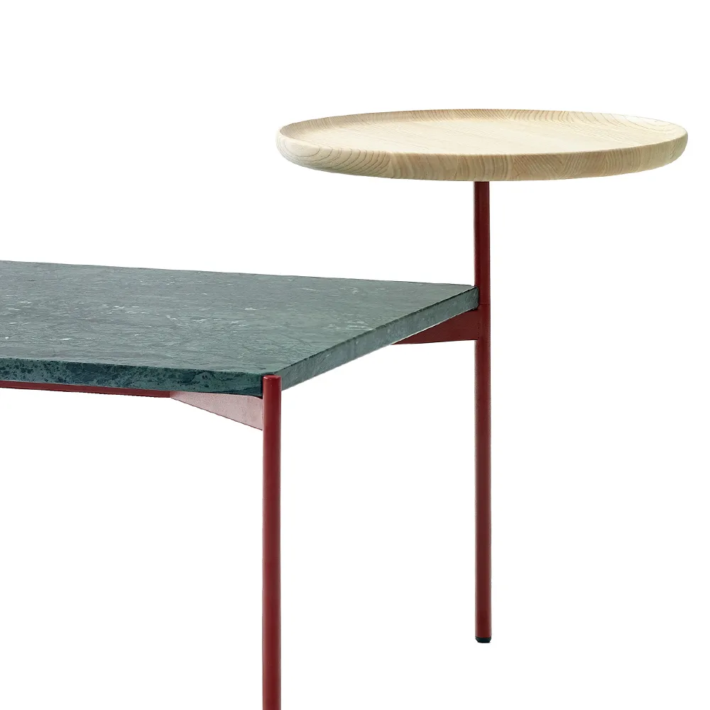 Plateau med bricka soffbord, marmor brun-svart stativ-bricka i ask-60x60 Adea