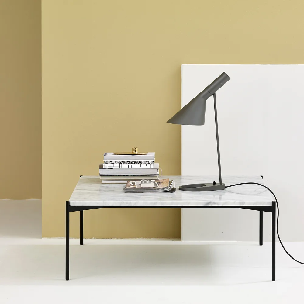 Plateau med bricka soffbord, marmor svart-svart stativ-bricka i ask-60x100 Adea