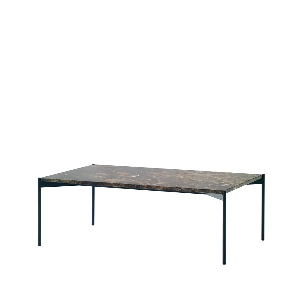 Plateau soffbord, marmor brun, svart underrede, 60x100 Adea