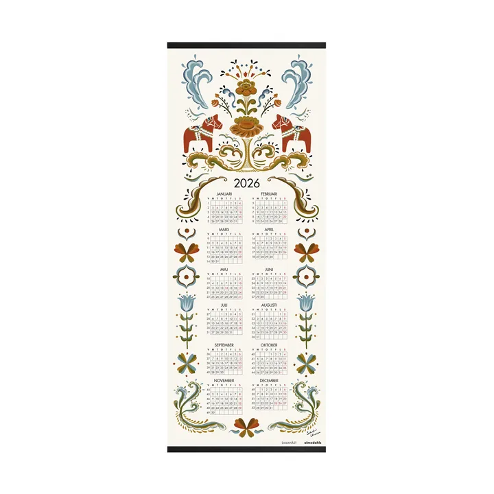 Dalahäst kalender 2026 - 35x90 cm - Almedahls
