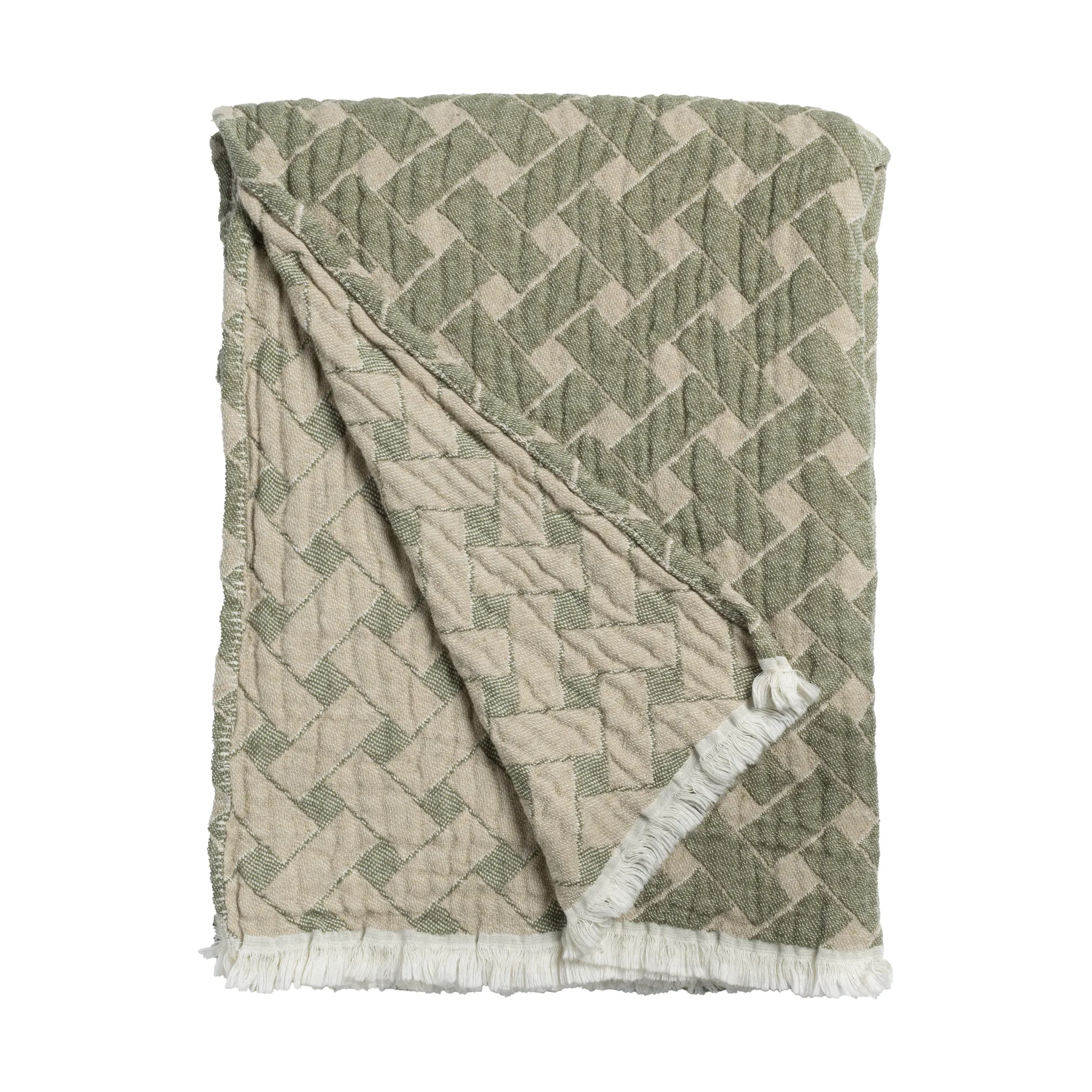 Korg pläd 170x120 cm, Grön-beige Almedahls