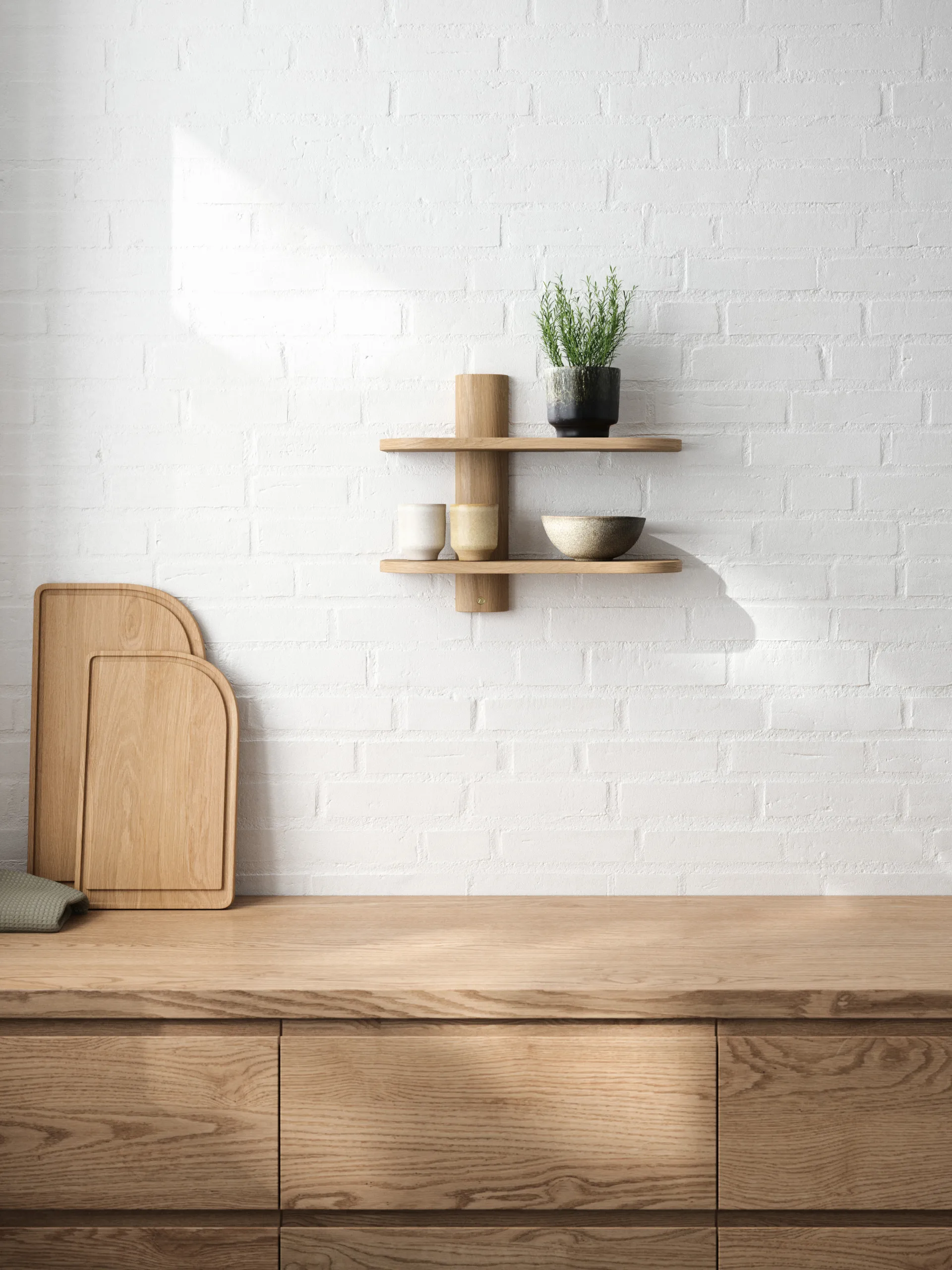 Bend vägghylla, Oiled Nature Oak, 50x18x40 cm Andersen Furniture