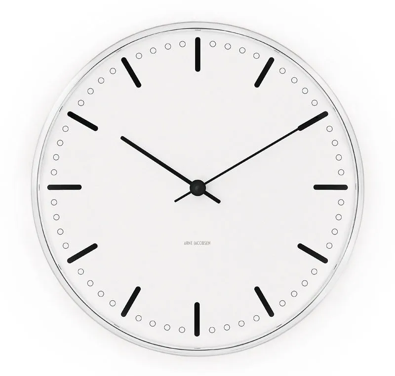 Arne Jacobsen City Hall klocka, Vit, Ø29 cm Arne Jacobsen Clocks