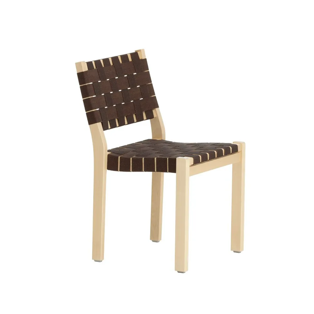 611 stol linnegjord, Svart-Brun-Naturlackad björk Artek