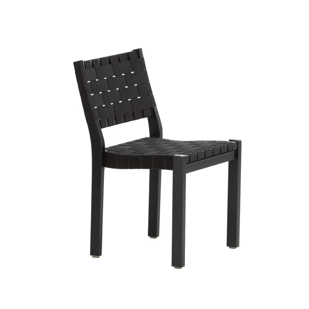 611 stol linnegjord, Svart-Svartlackad björk Artek
